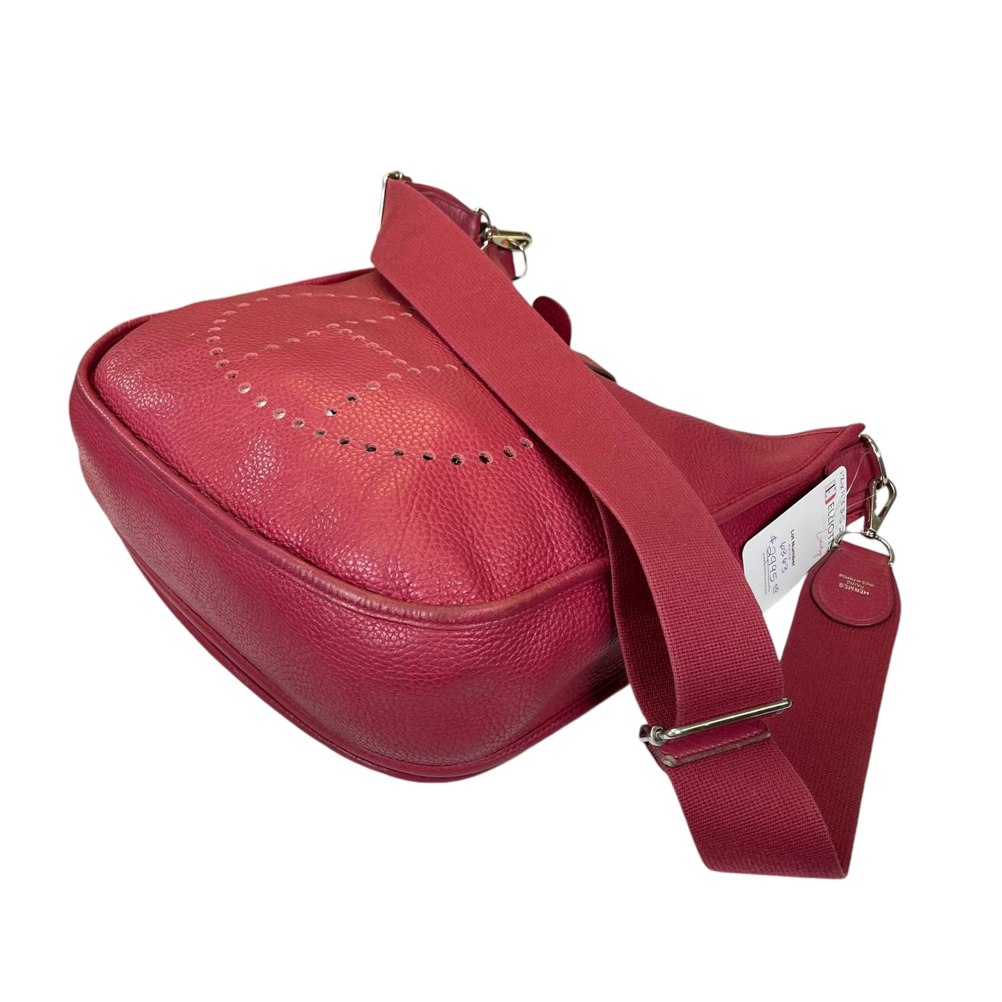 Hermes GM Evelyne Clemence Leather Burgundy Rose GM Crossbody Purse