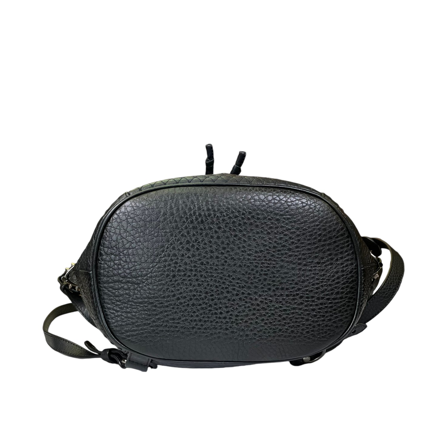 Christian Louboutin Drawstring Snap Backpack Stainless Studded Bucket Shoulder Crossbody 3 Way Purse