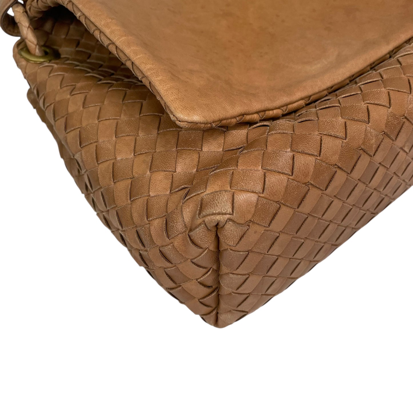 Bottega Veneta Intrecciato Nappa Light Brown Leather Clutch Small Shoulder Purse