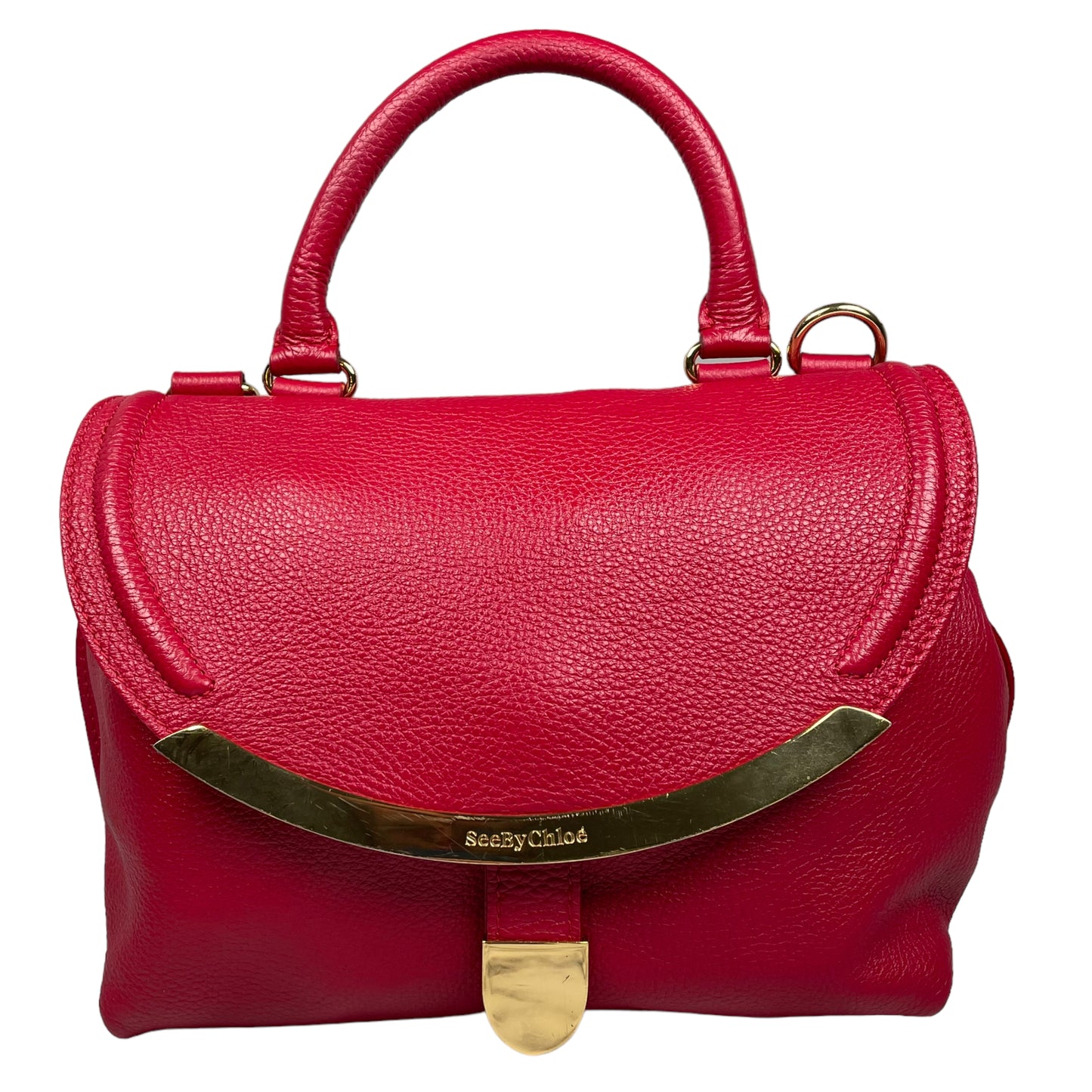 See by Chloe Lizzie Satchel Rouge Red Leather Top Handle 2 Way Crossbody