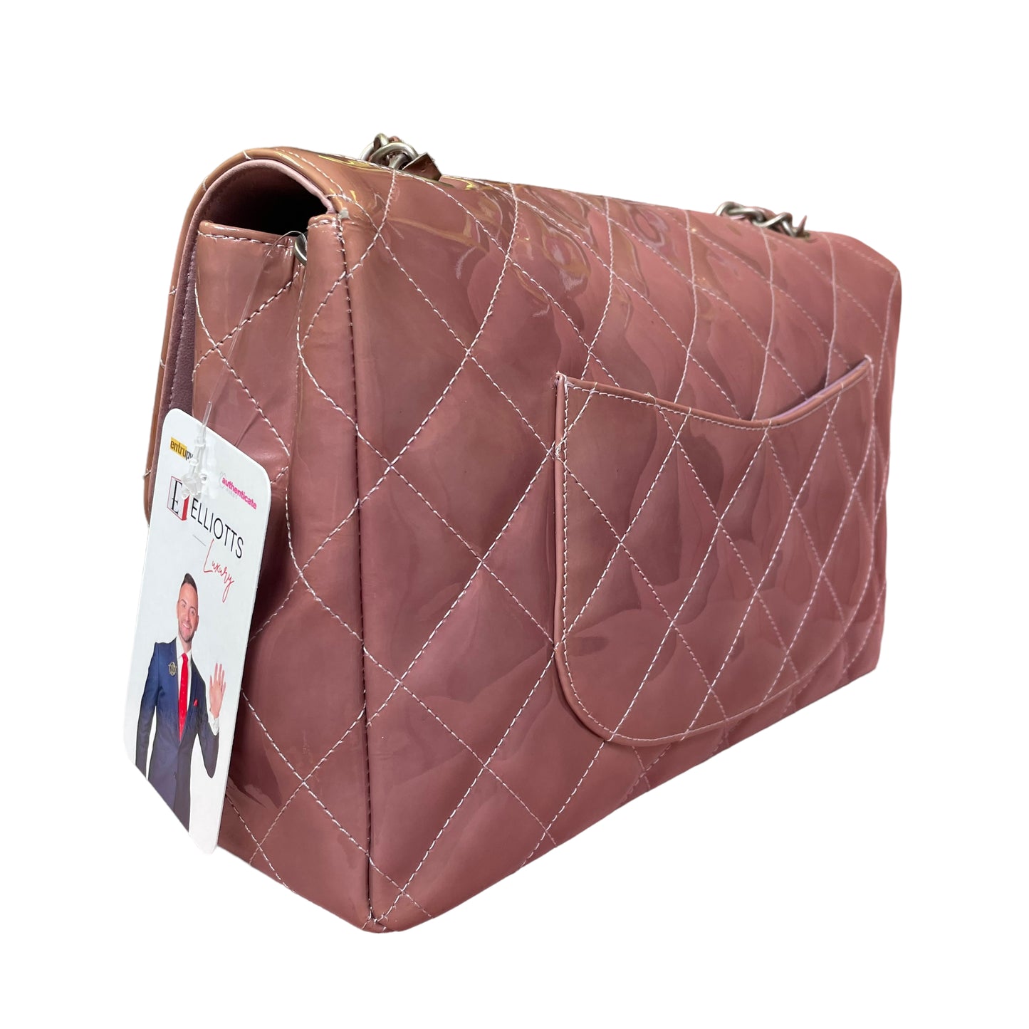 Chanel CC Purple Lilac Patent Brushed Silver Smokey Lilac Lambskin Single Flap