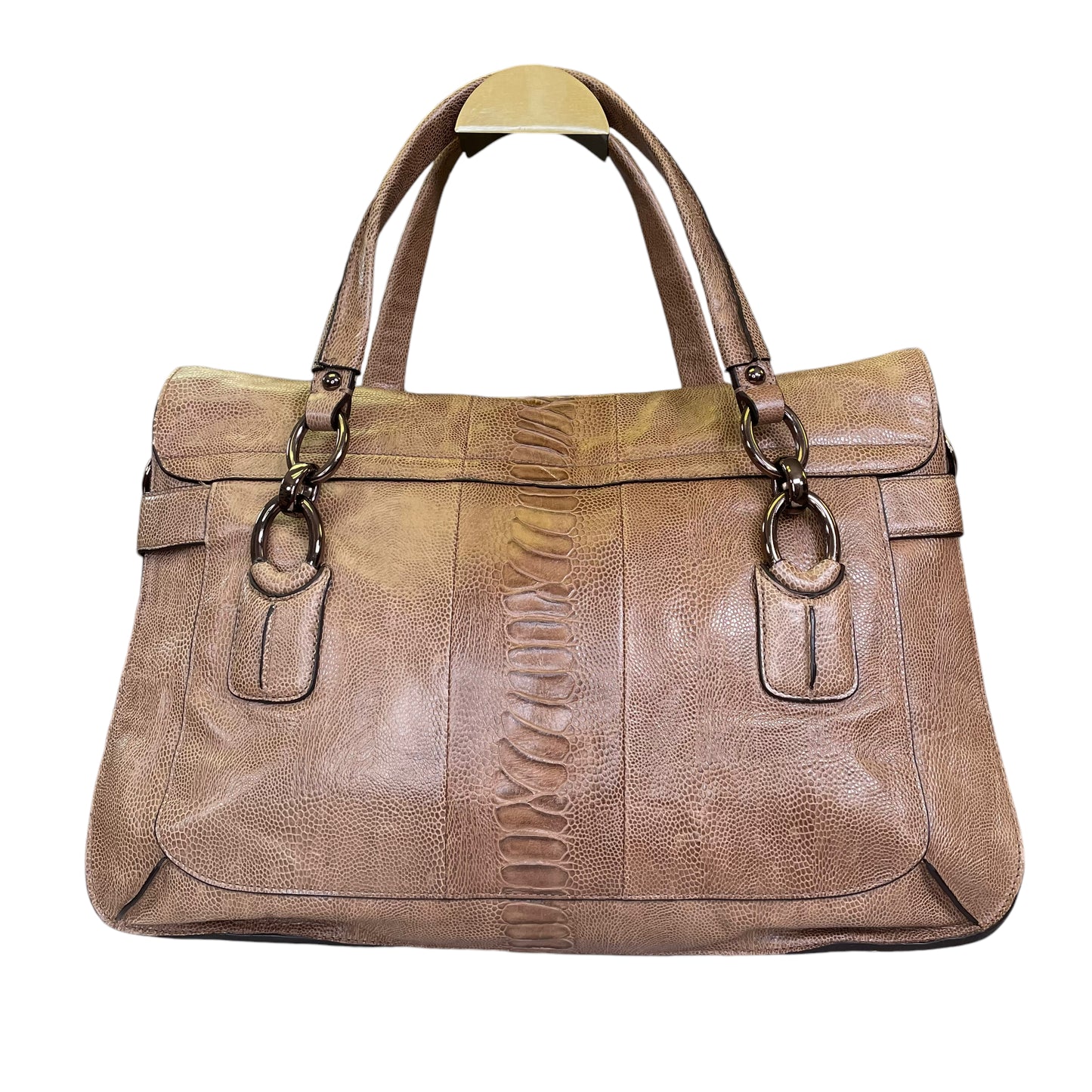 Coach Kristen Limited Briefcase Satchel Flap Snakeskin Embossed Gunmetal Purse