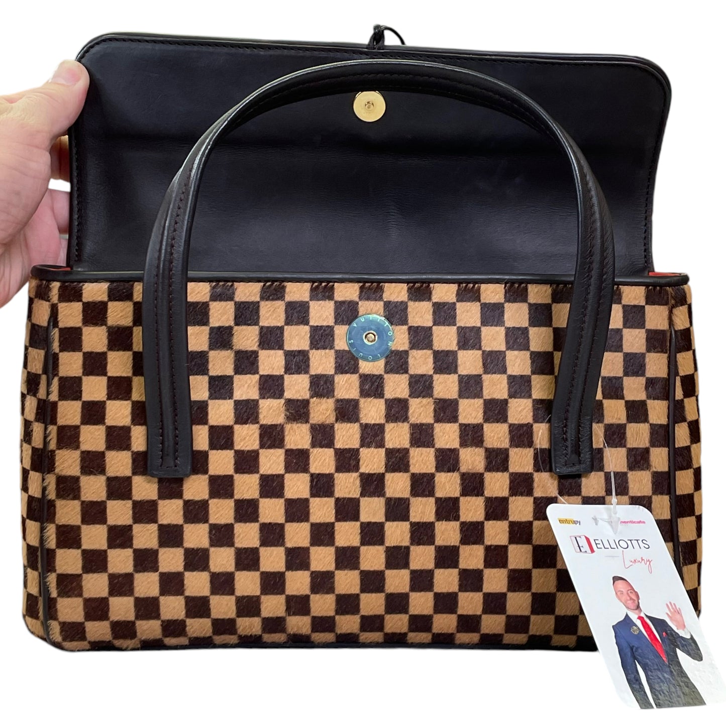 Louis Vuitton Damier Sauvage Pony Hair Lion Small Snap Flap Purse Top Handle