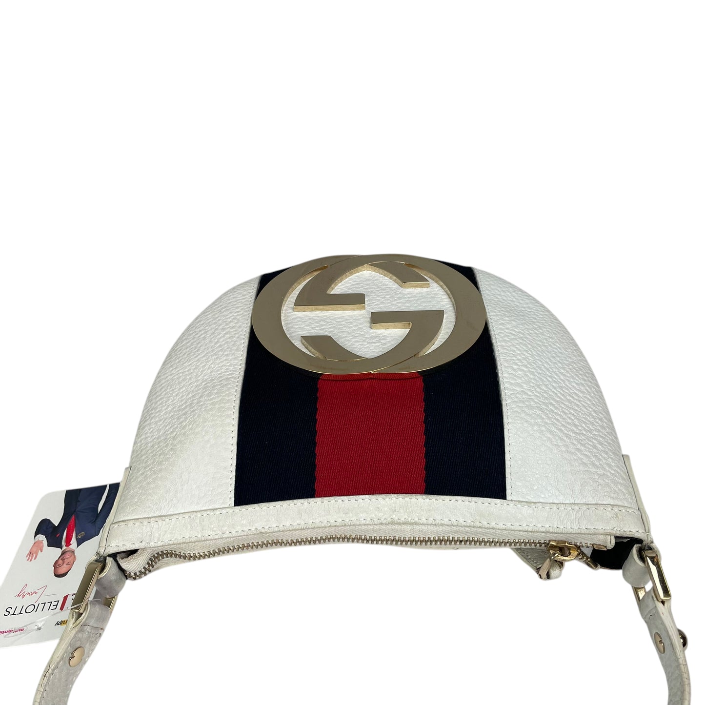 Gucci GG Sherry Blondie White Small Pebbled Gold Tone Hardware Shoulder Purse