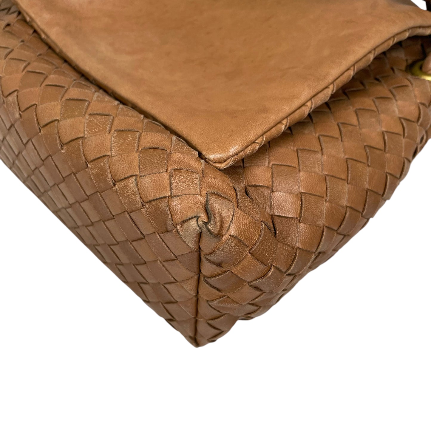 Bottega Veneta Intrecciato Nappa Light Brown Leather Clutch Small Shoulder Purse