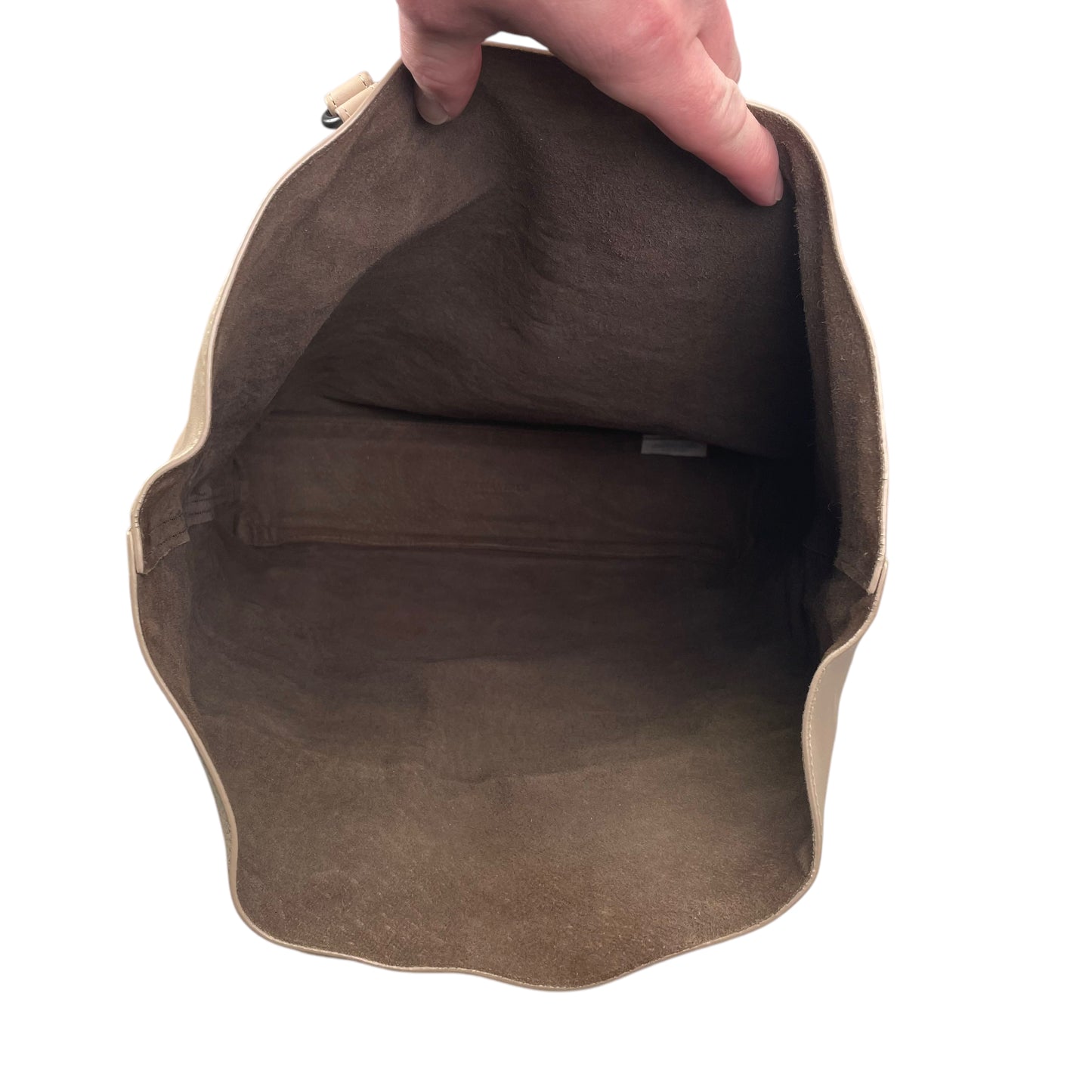 Bottega Veneta Pale Pink Gunmetal Leather Vertical Shopper Work Tote Bag Purse
