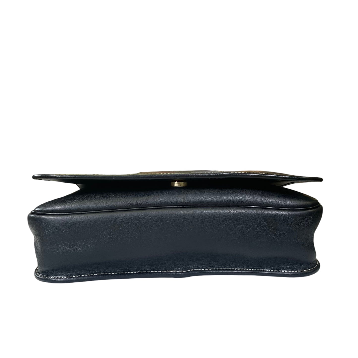 Christian Dior CD Logo Stitched Black Flap Leather Medium Crossbody Shoulder Purse