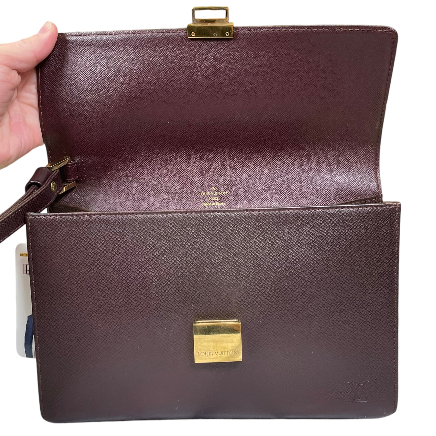 Louis Vuitton Selenga Taiga Burgandy Daily Business Pochette Wristlet Clutch