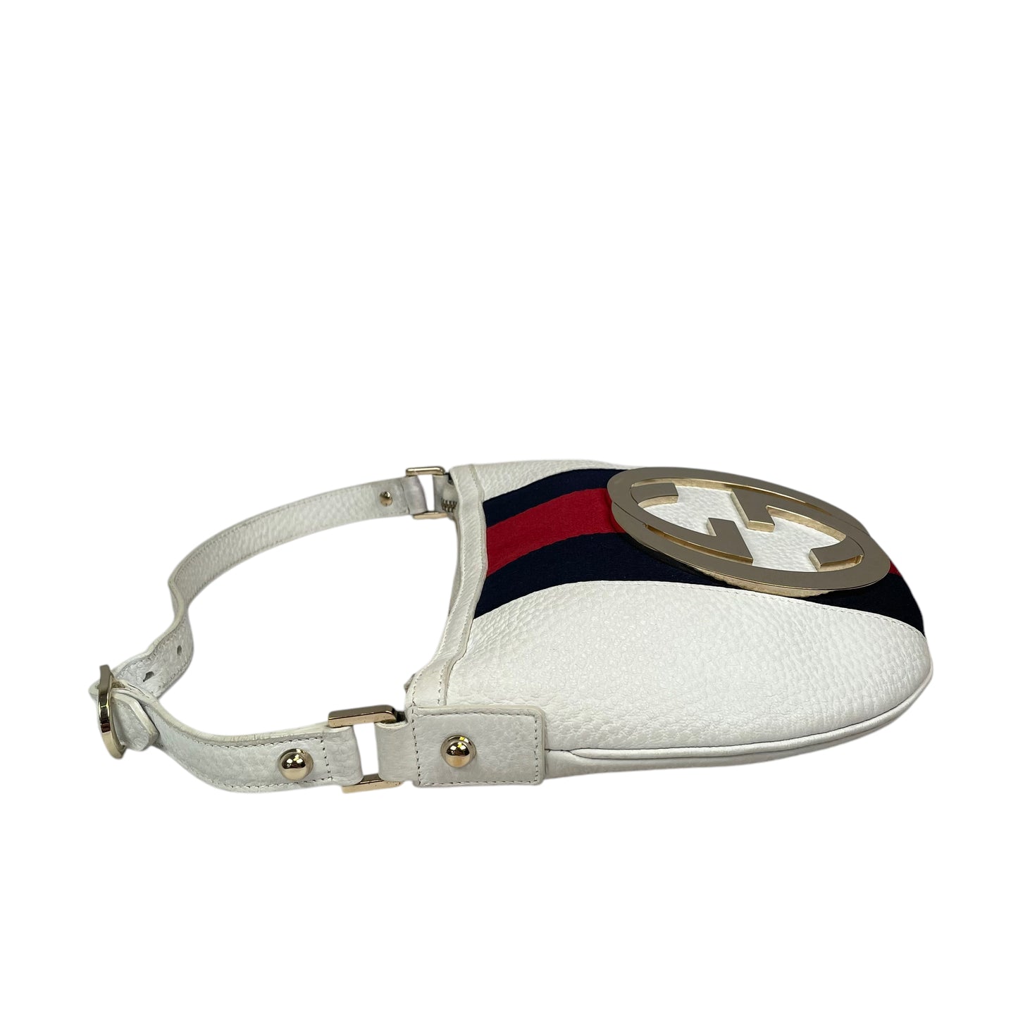 Gucci GG Sherry Blondie White Small Pebbled Gold Tone Hardware Shoulder Purse