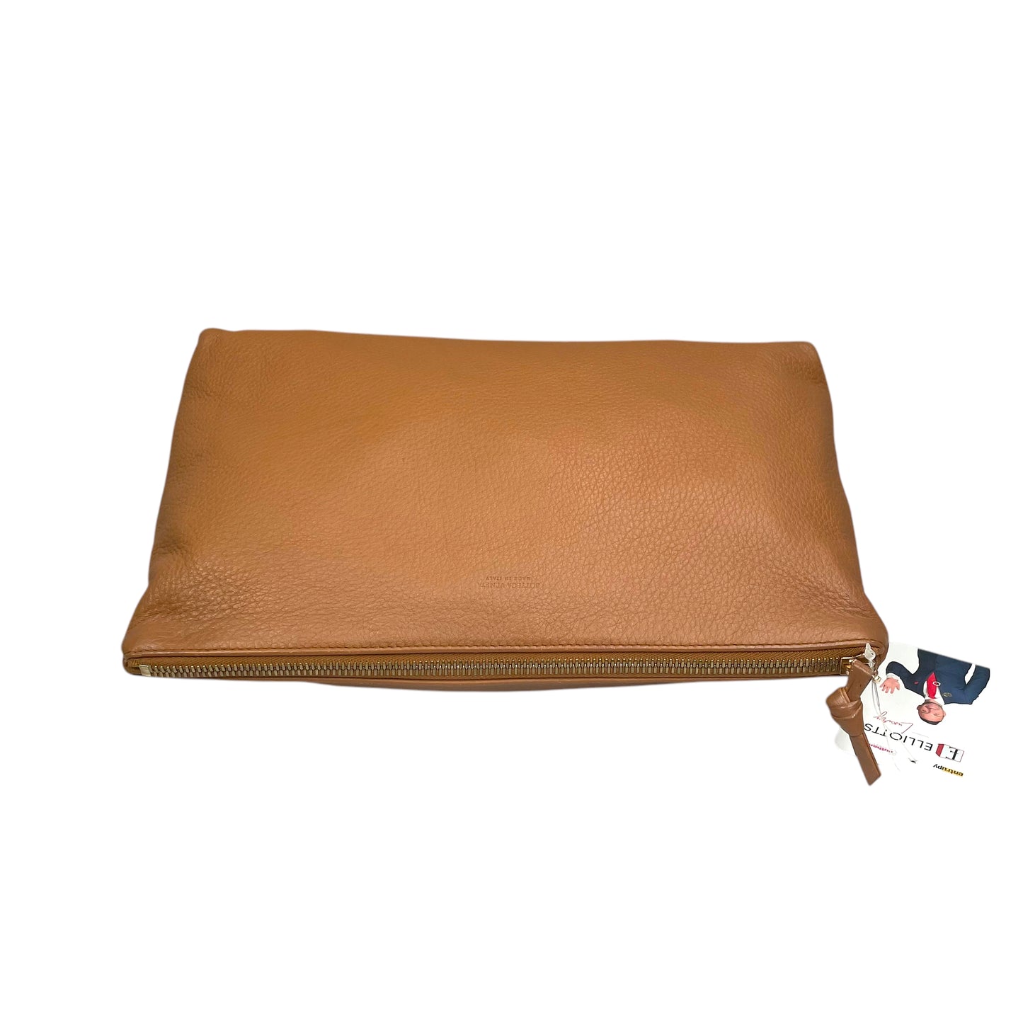 Bottega Veneta Leather Toiletry Bag Tan Pebbled Cosmetic Poouch Medium Clutch