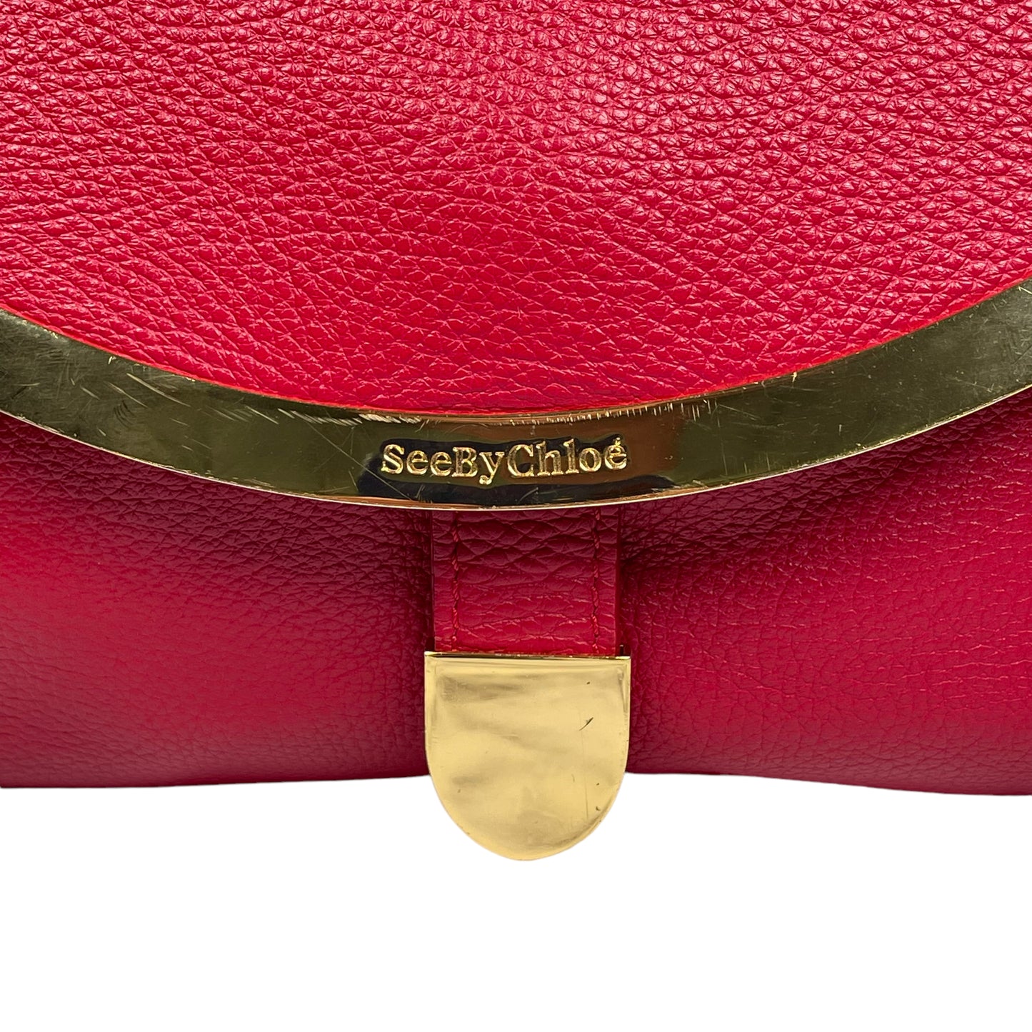 See by Chloe Lizzie Satchel Rouge Red Leather Top Handle 2 Way Crossbody