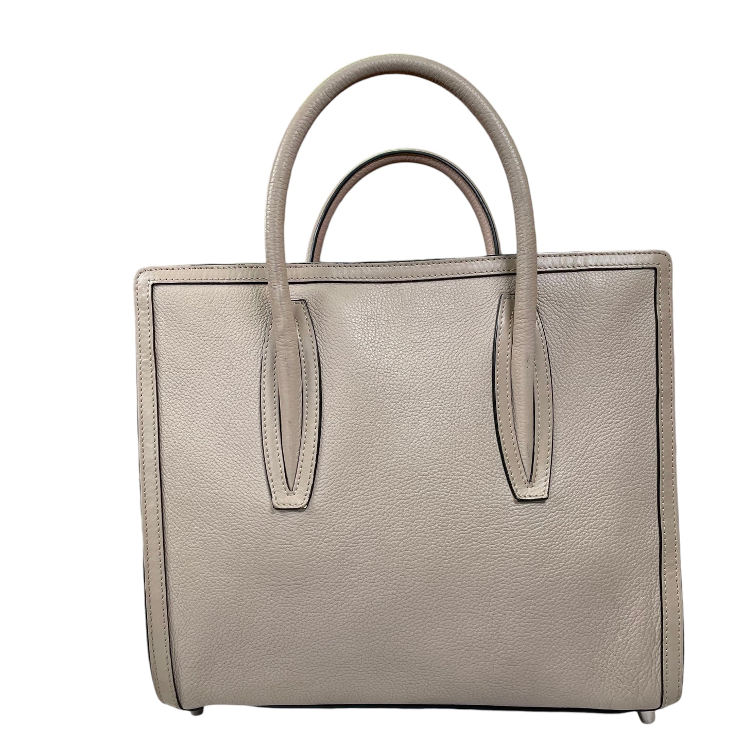 Christian Louboutin Paloma Taupe Calf Skin Red Tote 2 Way Crossbody Should Purse