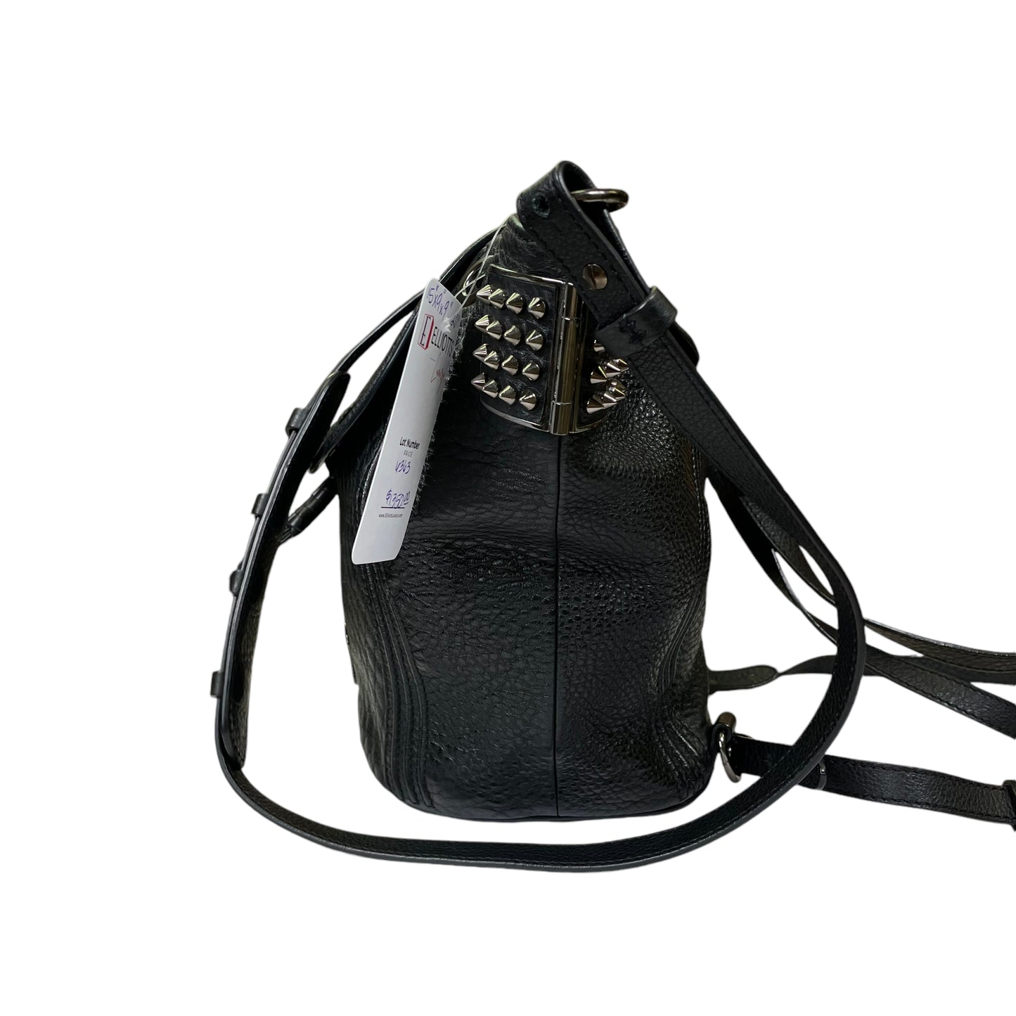 Christian Louboutin Drawstring Snap Backpack Stainless Studded Bucket Shoulder Crossbody 3 Way Purse