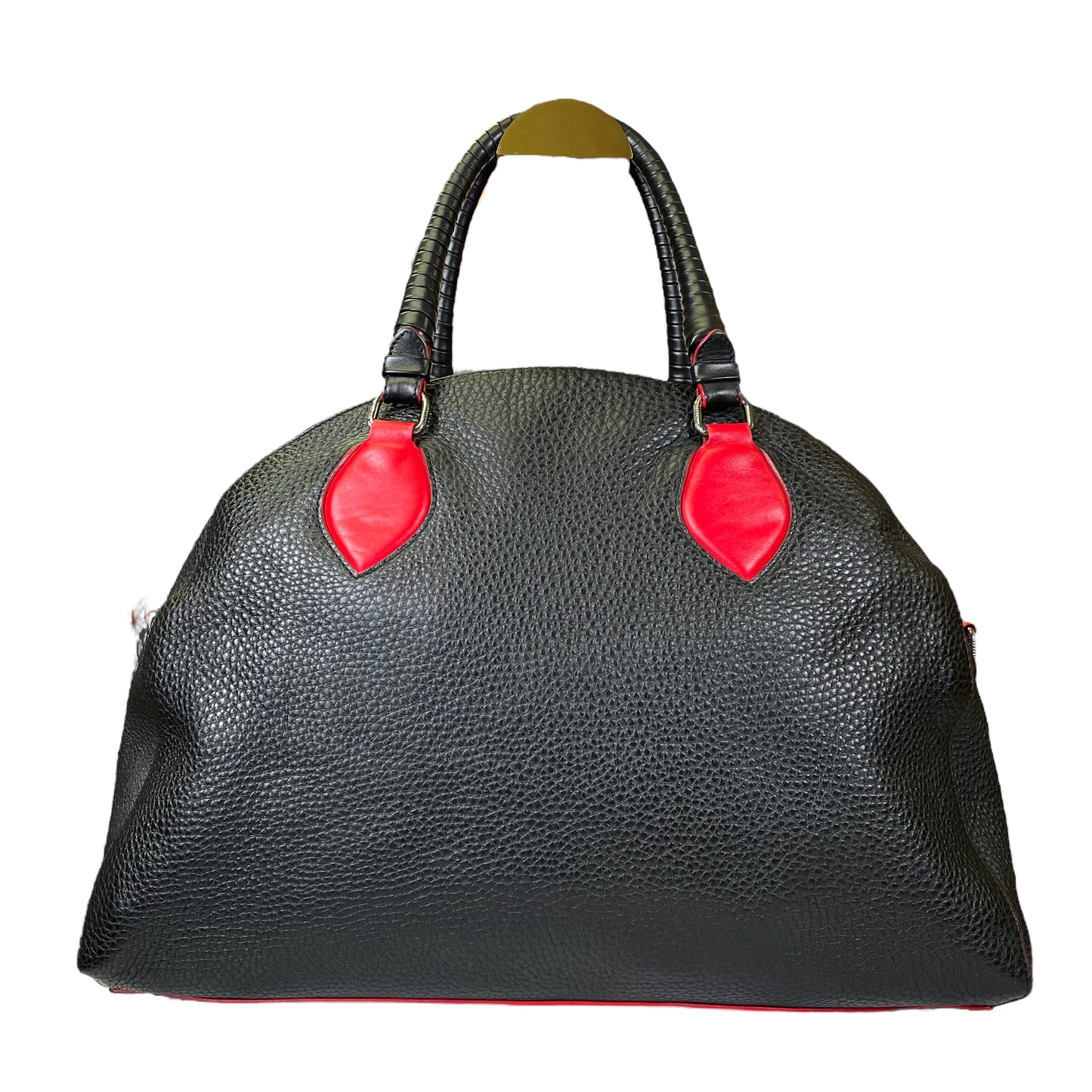 Christian Louboutin Pamettone Pebbled Leather 2 Way Alma Large Duffel Tote Purse