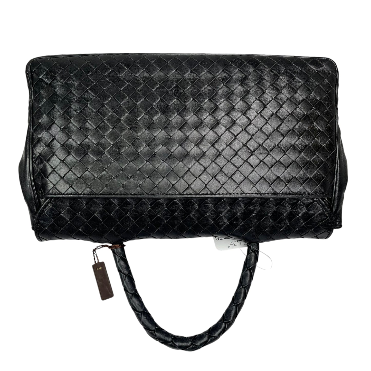 Bottega Veneta Black Intrecciato Leather Woven Top Handle Flap Turn-Lock Purse