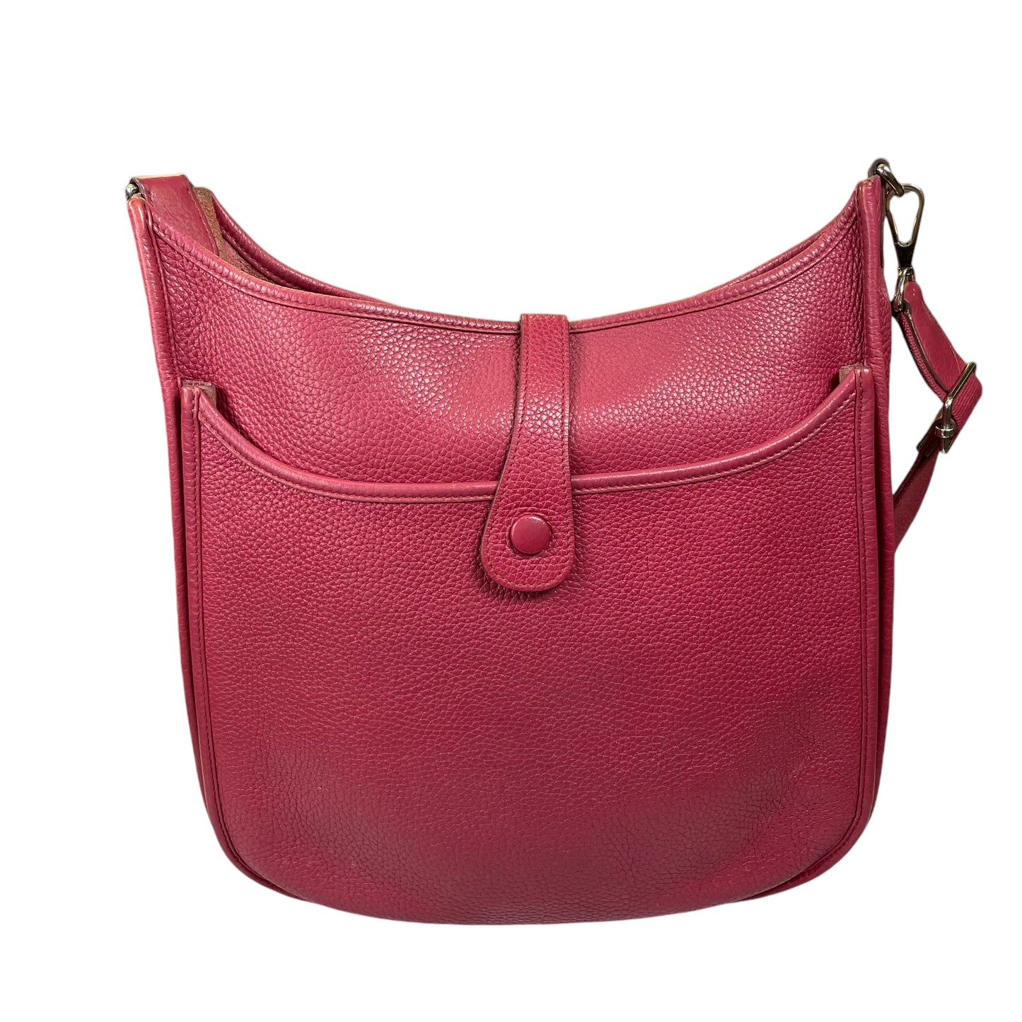 Hermes GM Evelyne Clemence Leather Burgundy Rose GM Crossbody Purse