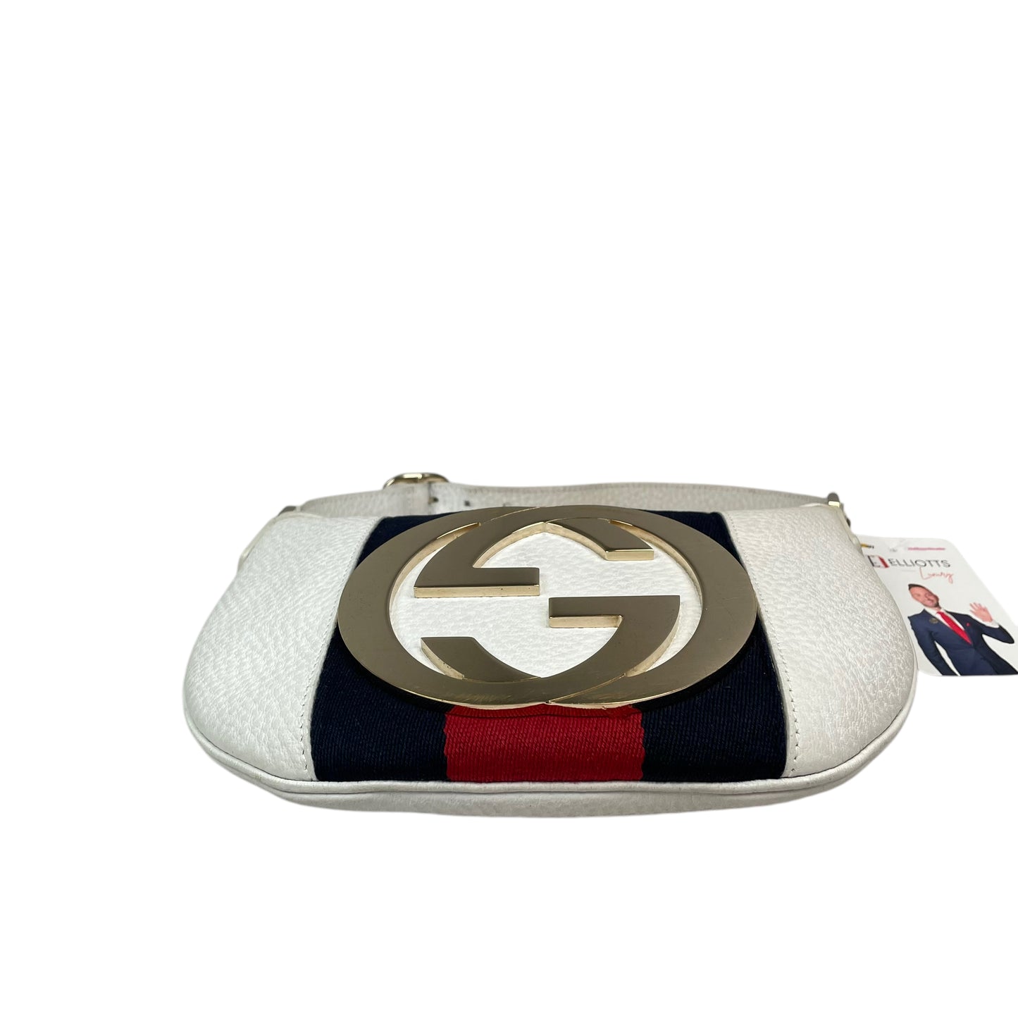 Gucci GG Sherry Blondie White Small Pebbled Gold Tone Hardware Shoulder Purse