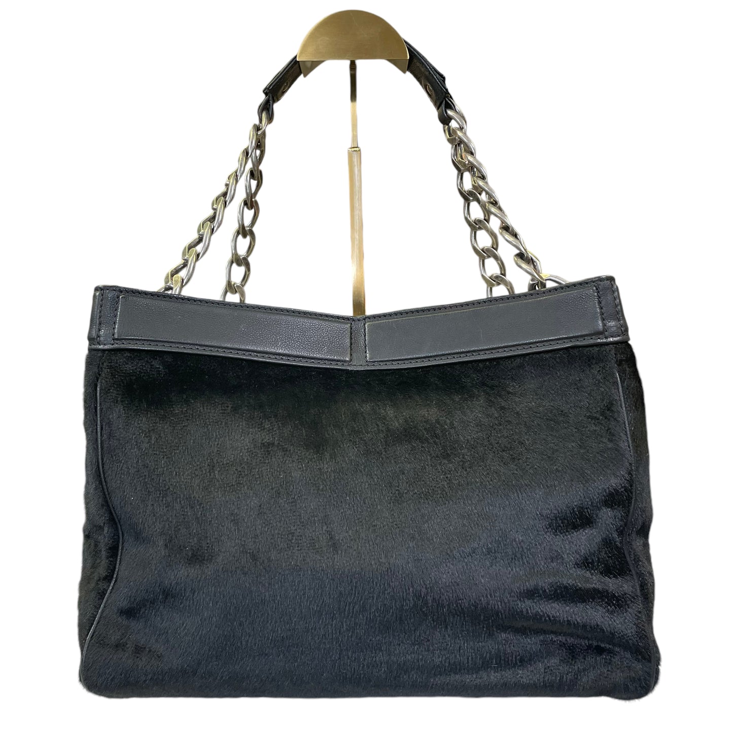 Chanel CC Timeless Faux Fur Leather Large Bushed Nickel Chain Boxxy Tote