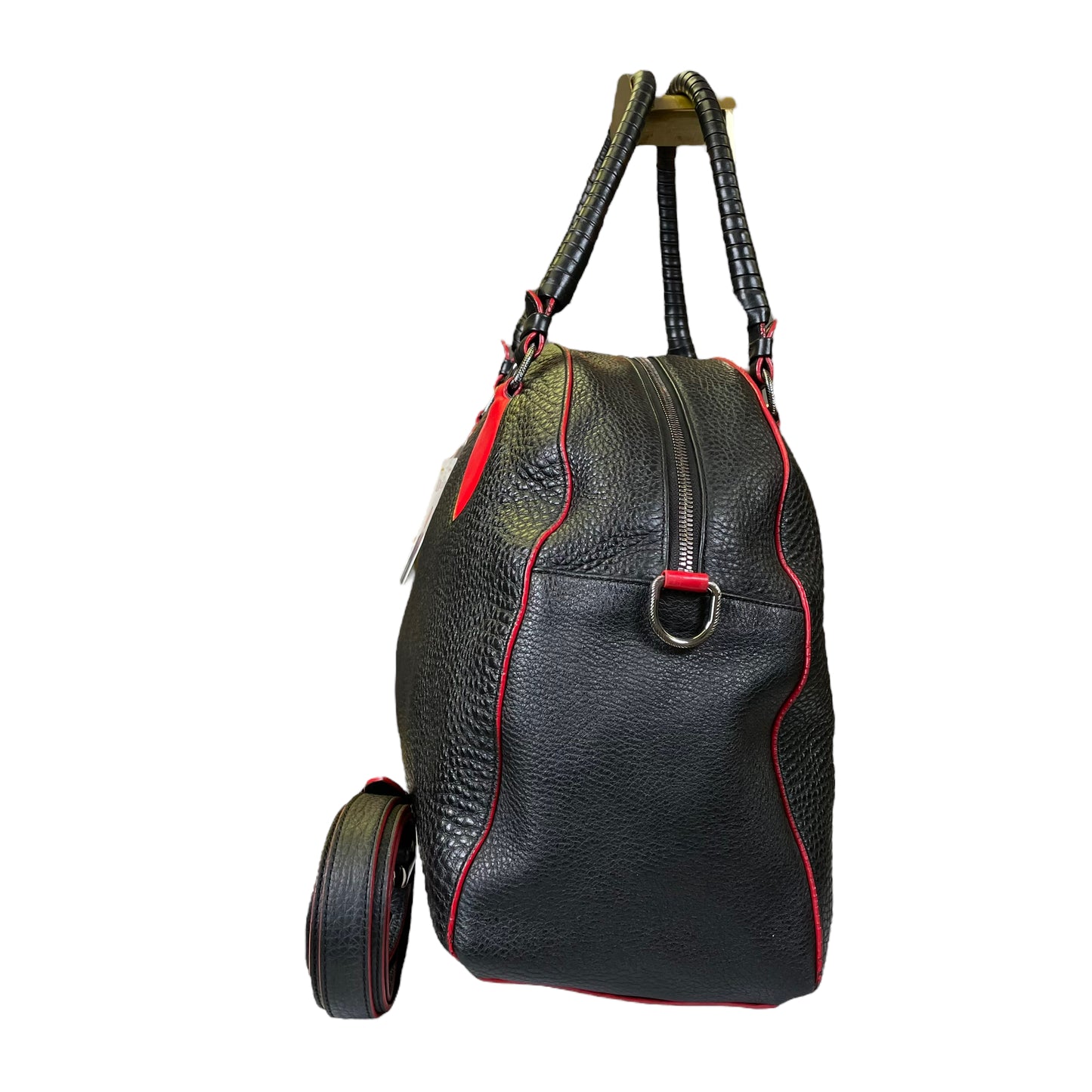 Christian Louboutin Pamettone Pebbled Leather 2 Way Alma Large Duffel Tote Purse