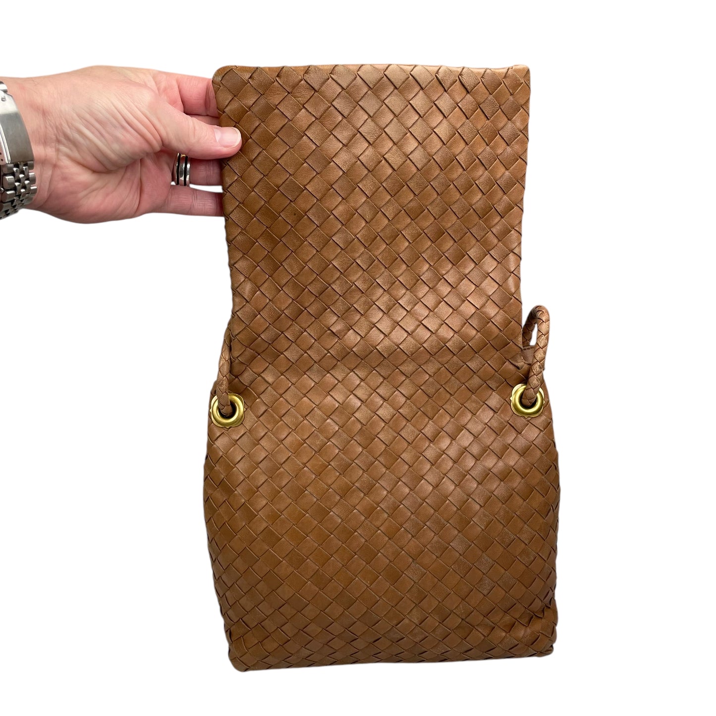 Bottega Veneta Intrecciato Nappa Light Brown Leather Clutch Small Shoulder Purse