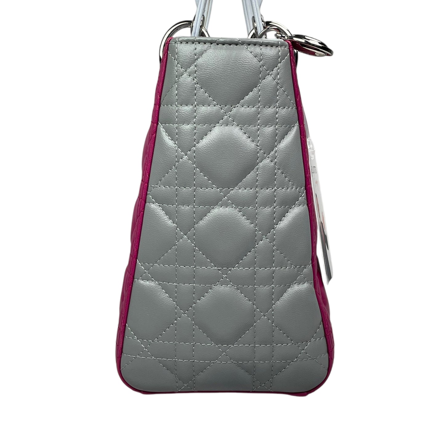 Christian Dior Lady Dior Cannage Limited Tri-Color Magenta Pale Blue Gray Purse