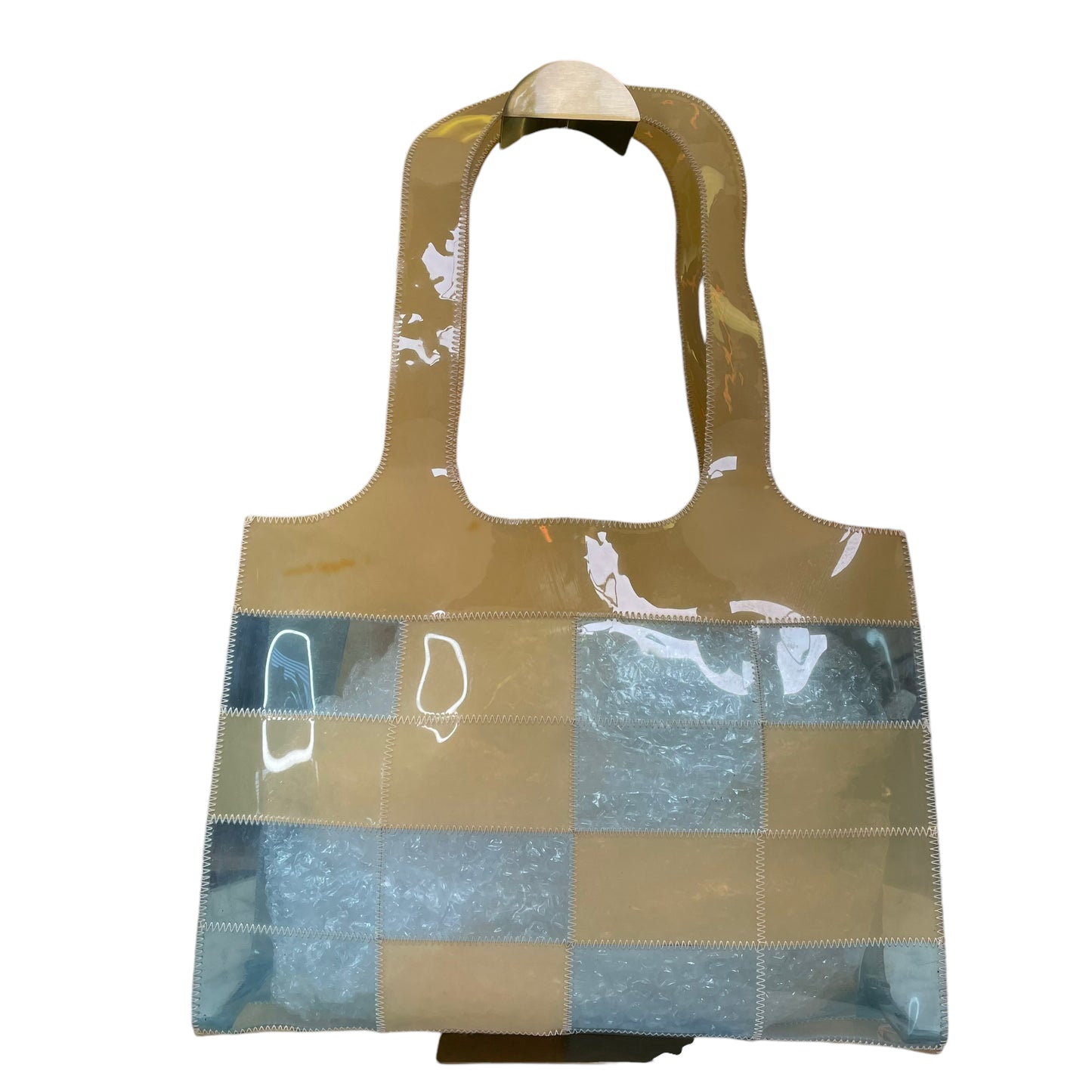 CHANEL Choco Cuba PVC Vinyl Patchwork Zig-Zag Stitch Travel Beach Tote