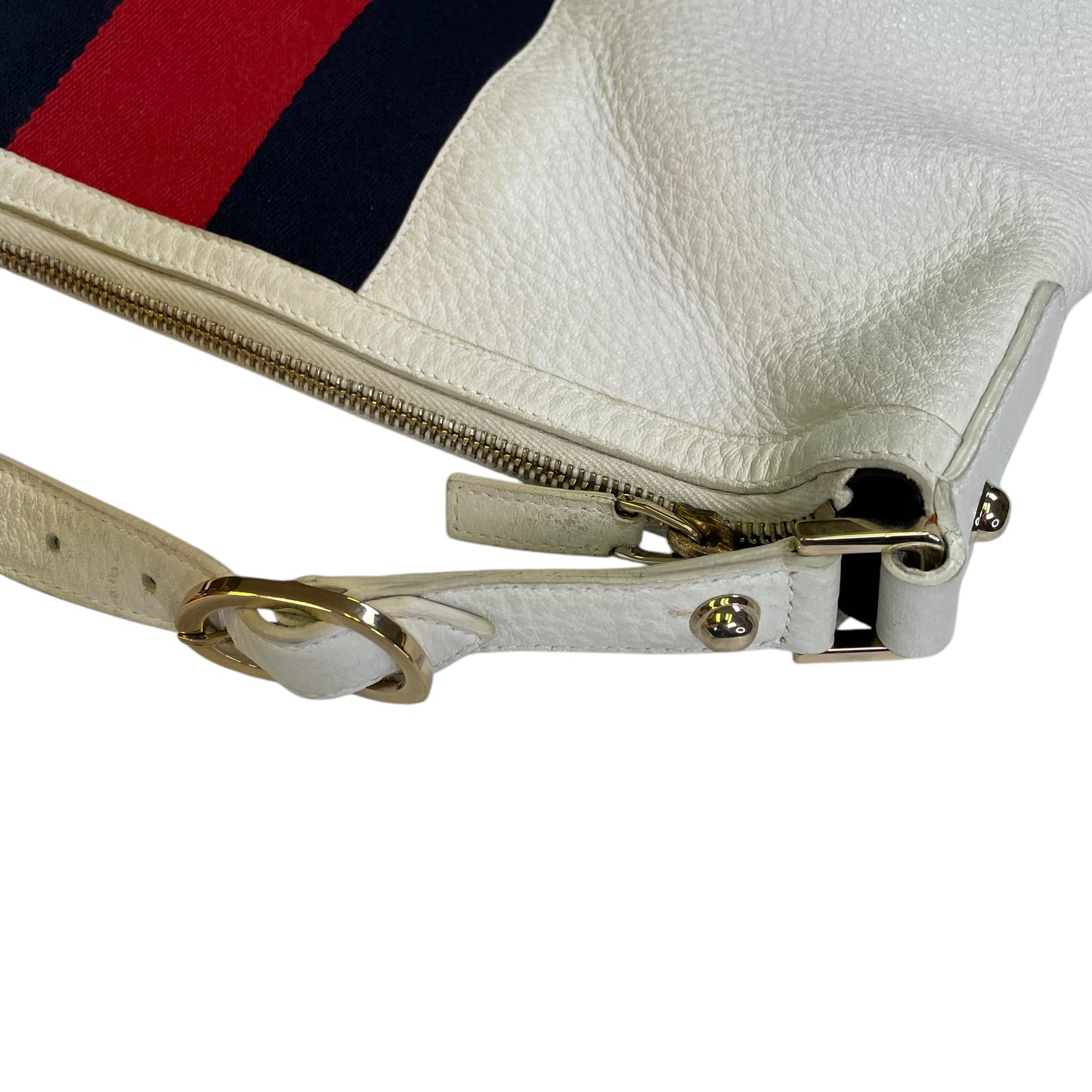 Gucci GG Sherry Blonde White Large Pebbled Gold Tone Hardware Shoulder Purse