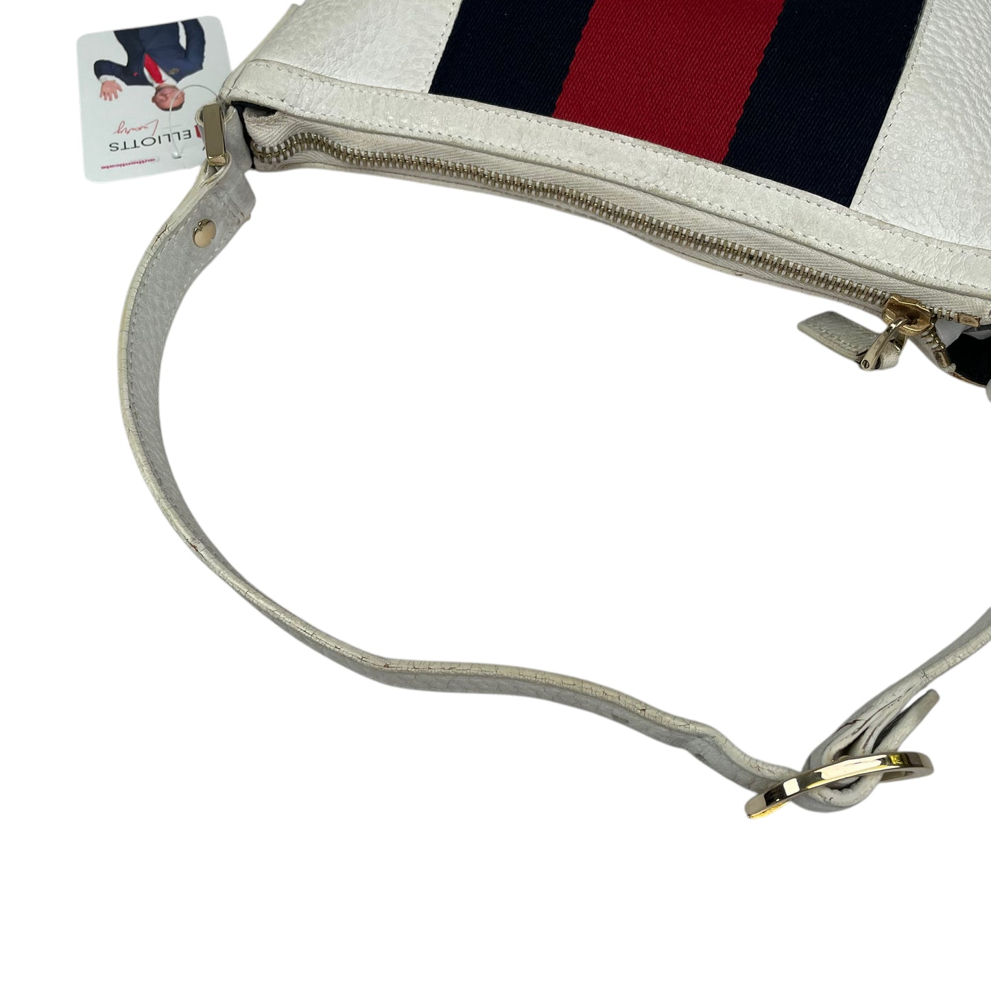 Gucci GG Sherry Blondie White Small Pebbled Gold Tone Hardware Shoulder Purse
