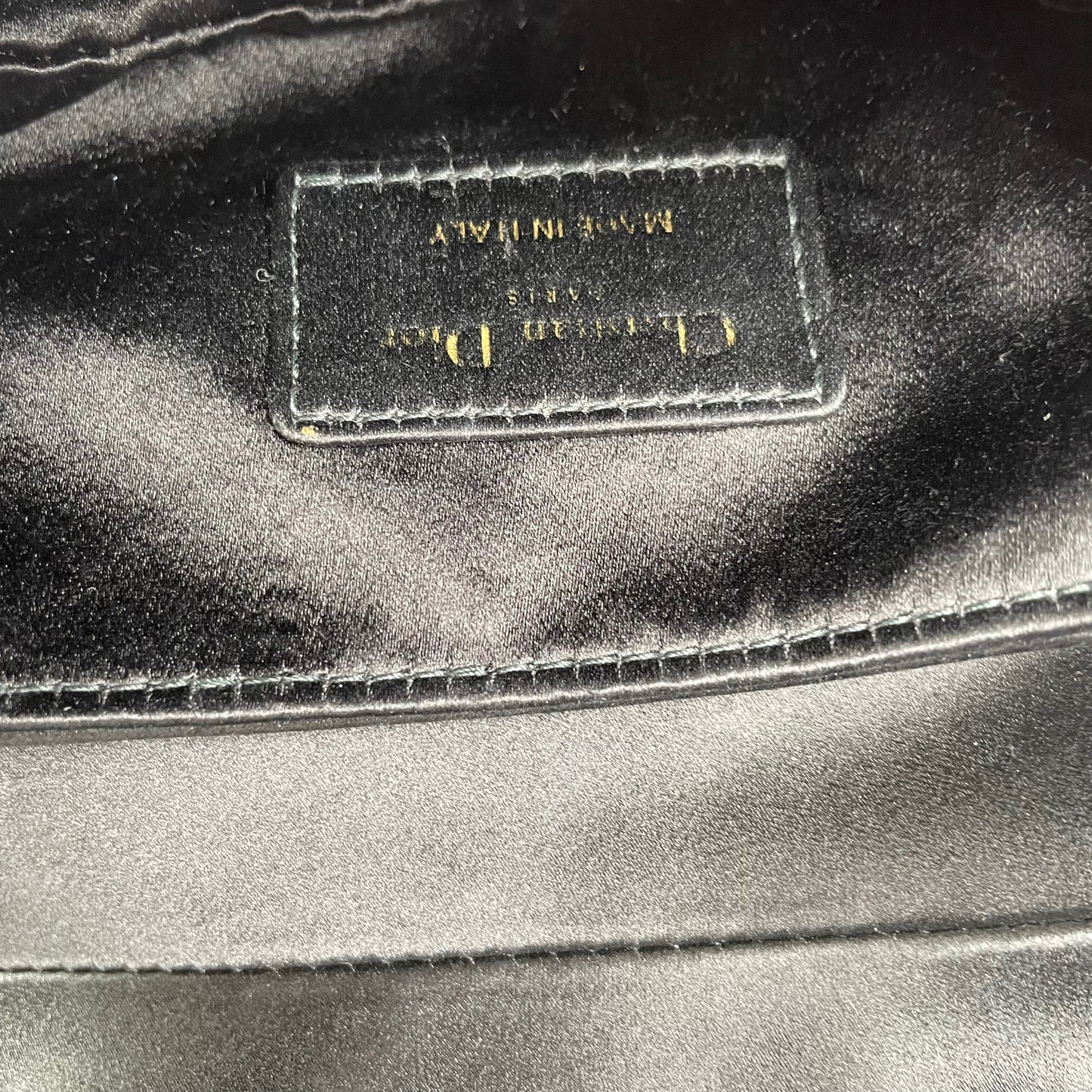 Christian Dior Mini Saddle Bag Black Silk Satin Crystal Encrusted Gold Hardware