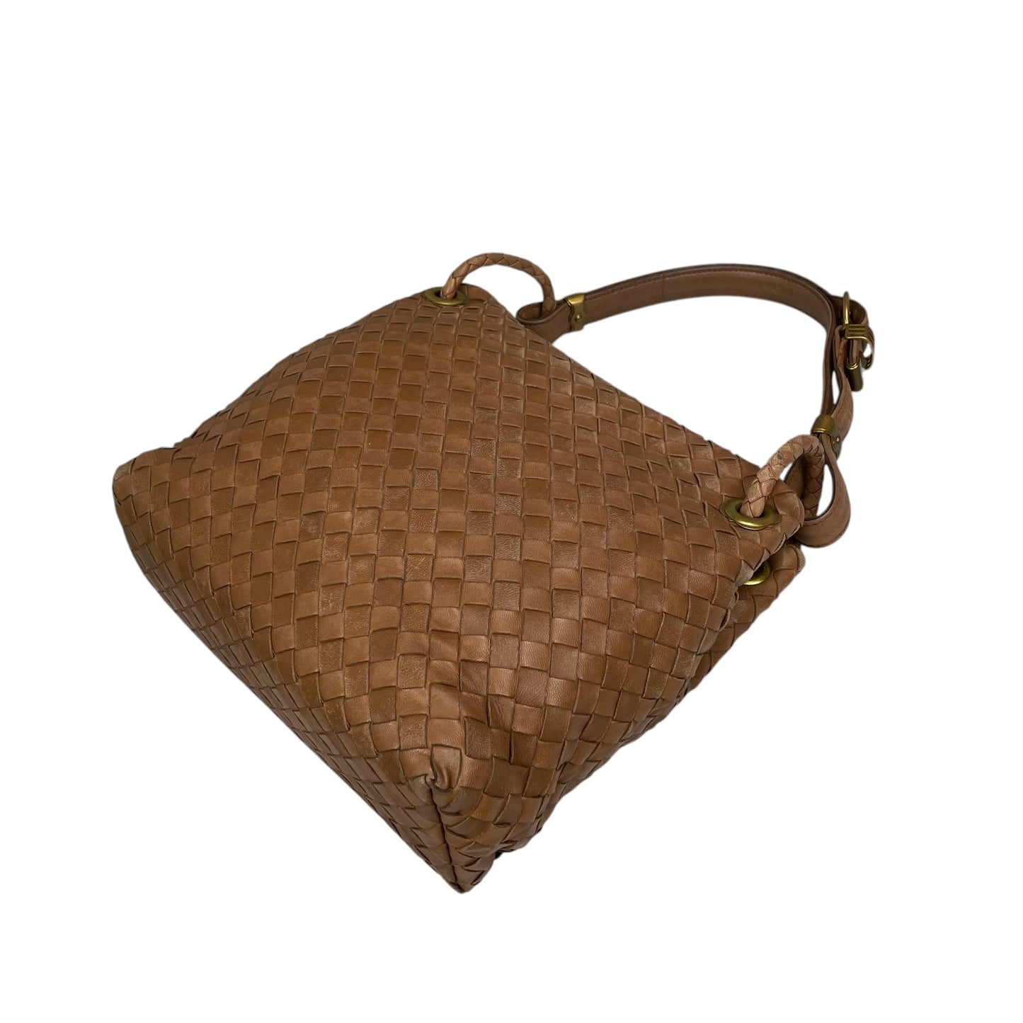 Bottega Veneta Intrecciato Nappa Light Brown Leather Clutch Small Shoulder Purse