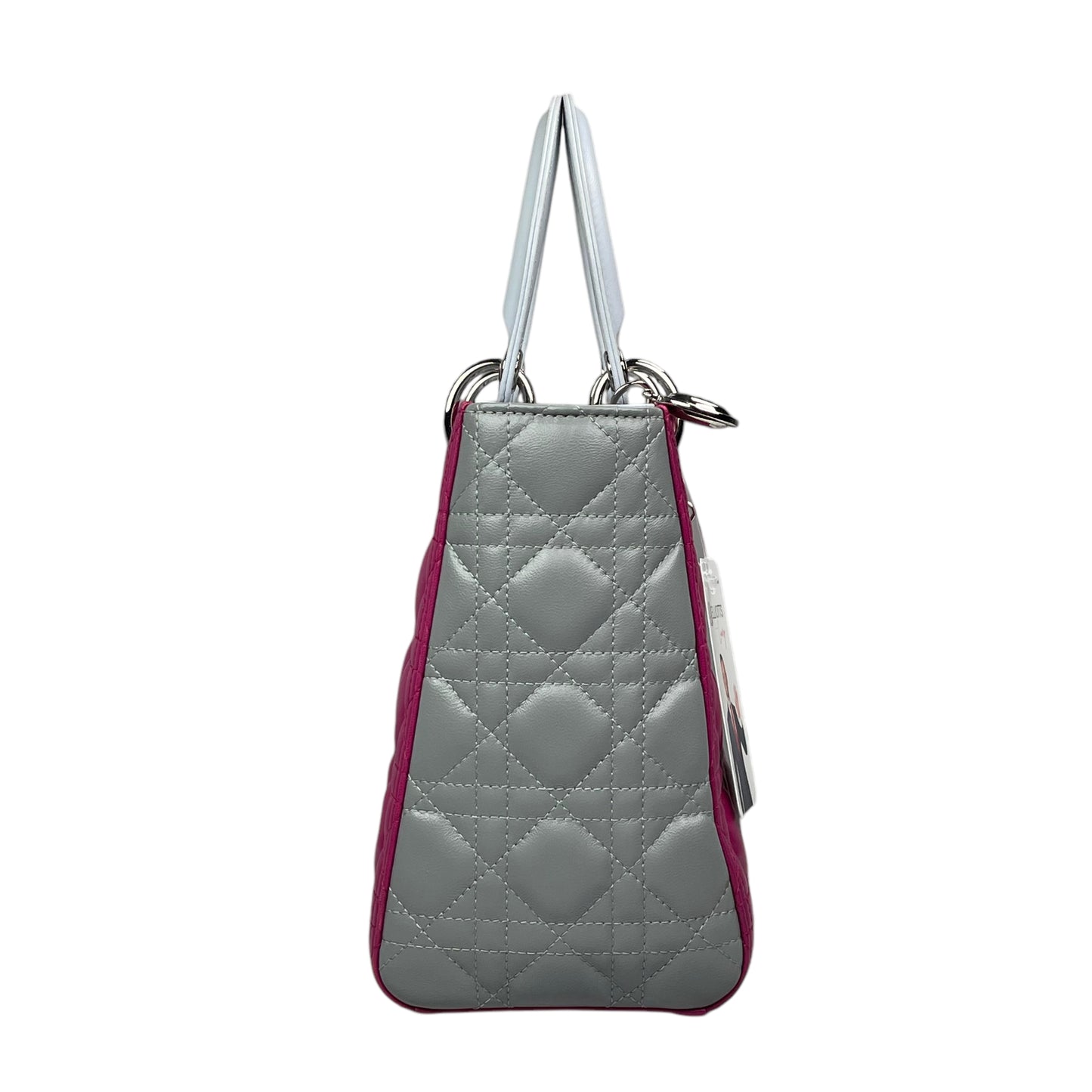 Christian Dior Lady Dior Cannage Limited Tri-Color Magenta Pale Blue Gray Purse