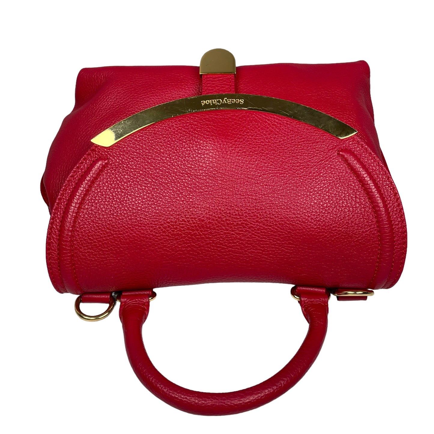 See by Chloe Lizzie Satchel Rouge Red Leather Top Handle 2 Way Crossbody