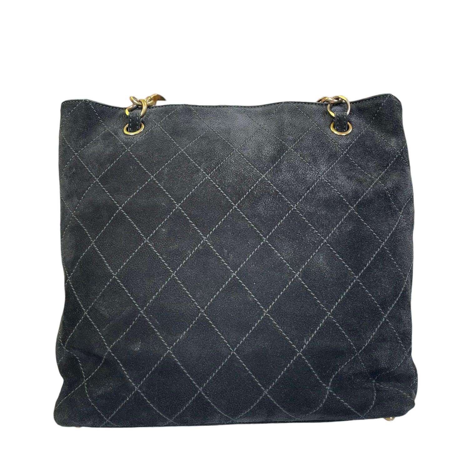 Chanel CC Wildstitch Black Slim Business Tote Brushed Bronze Shoulder Purse