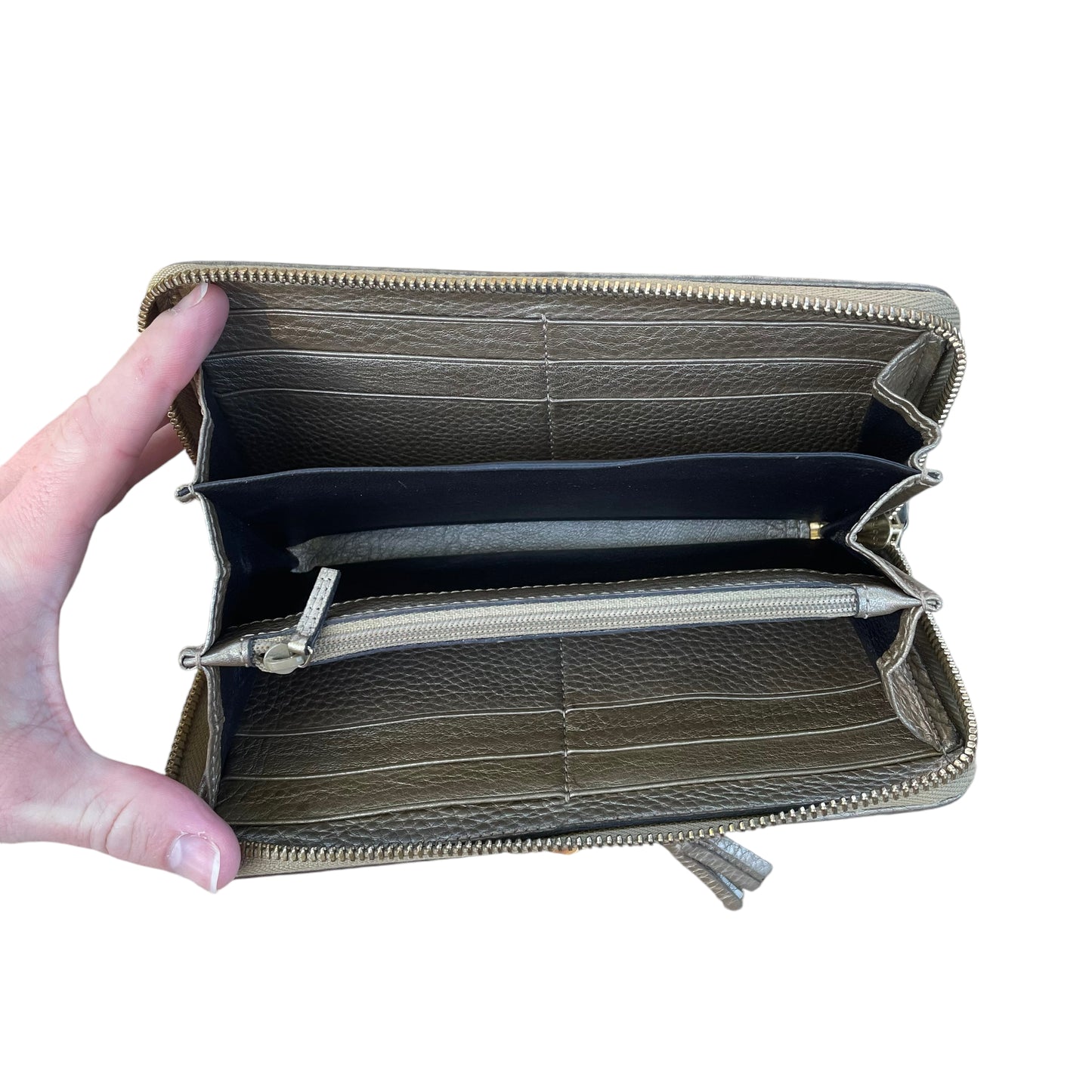 Fendi Zucca Rustic Embossed Brown Leather Bi-Fold Long Wallet