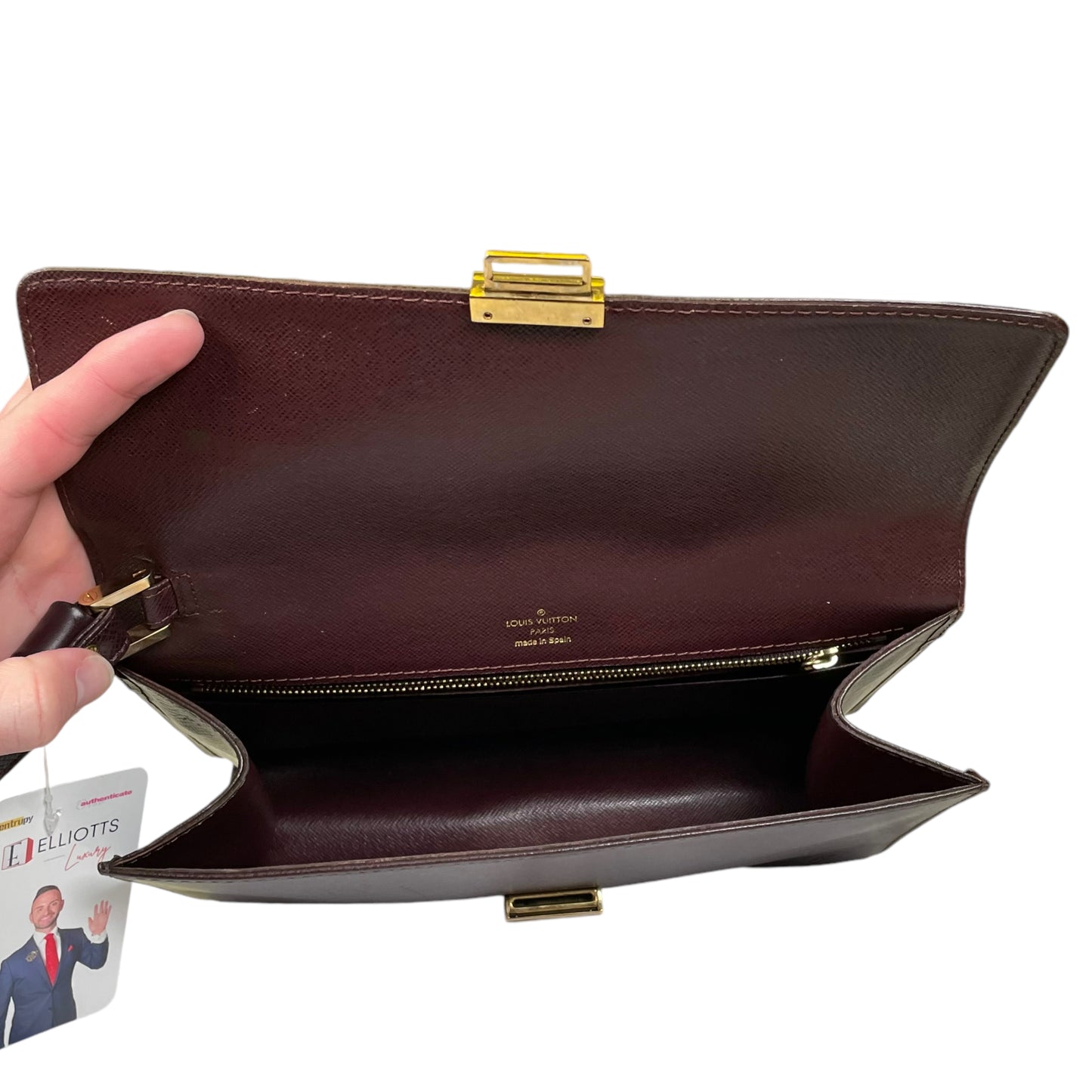 Louis Vuitton Selenga Taiga Burgandy Daily Business Pochette Wristlet Clutch