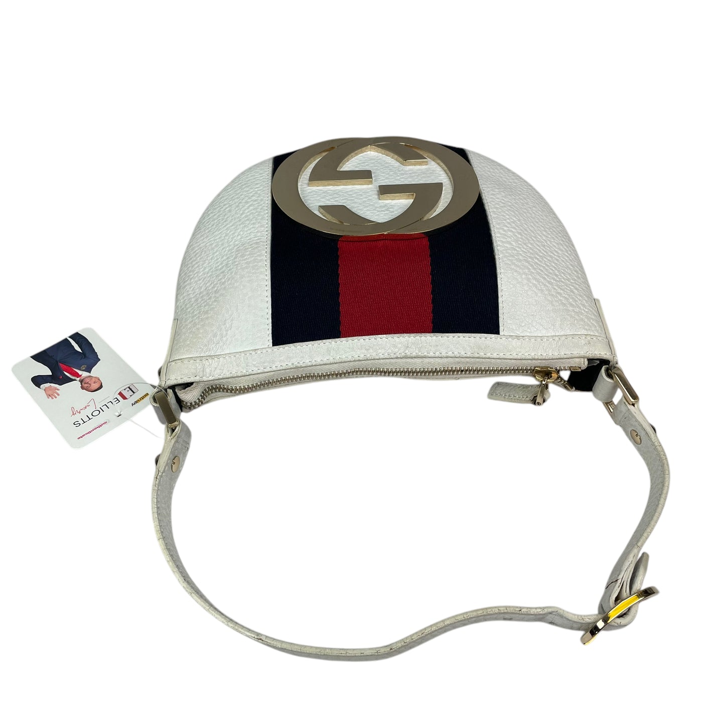 Gucci GG Sherry Blondie White Small Pebbled Gold Tone Hardware Shoulder Purse