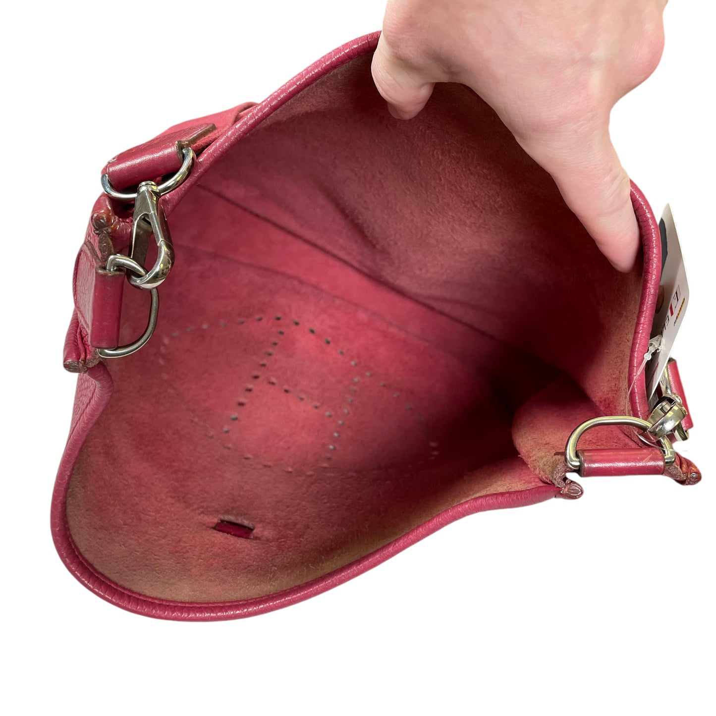 Hermes GM Evelyne Clemence Leather Burgundy Rose GM Crossbody Purse