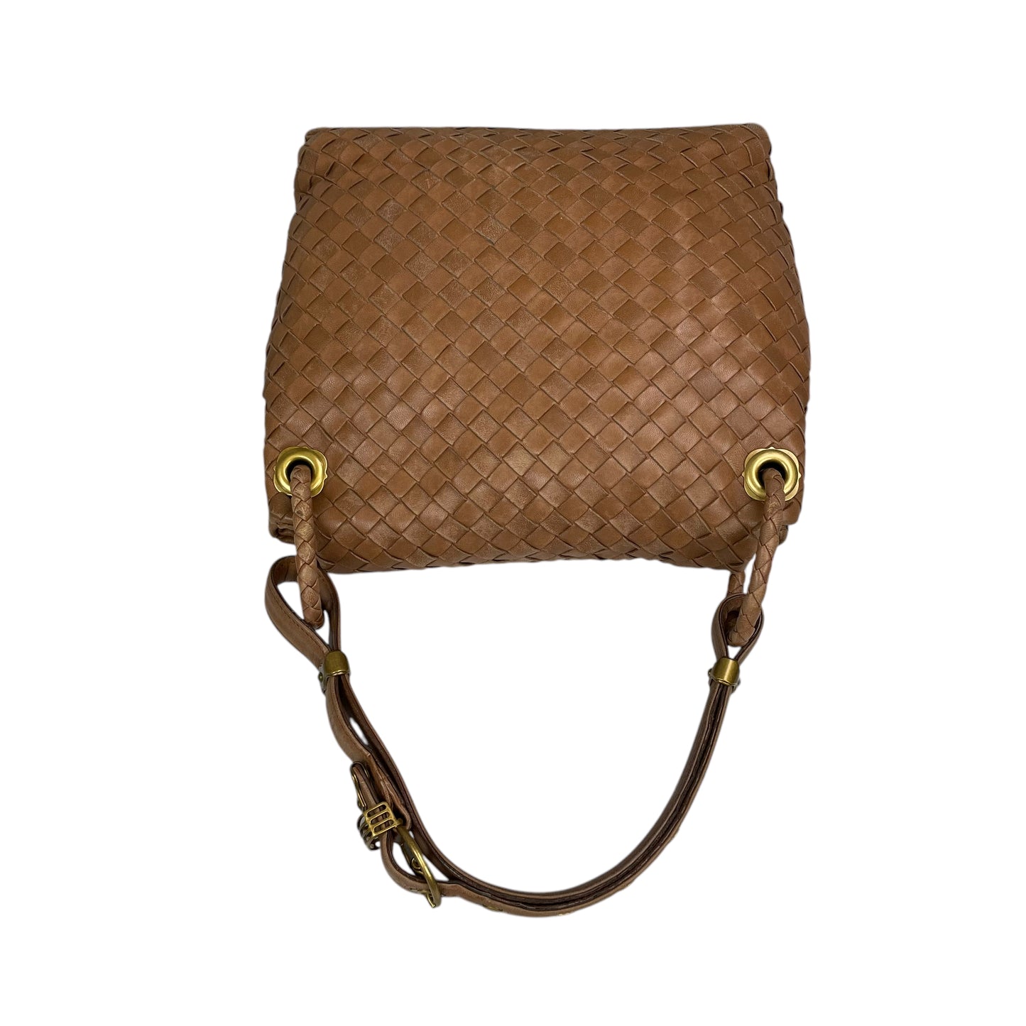 Bottega Veneta Intrecciato Nappa Light Brown Leather Clutch Small Shoulder Purse
