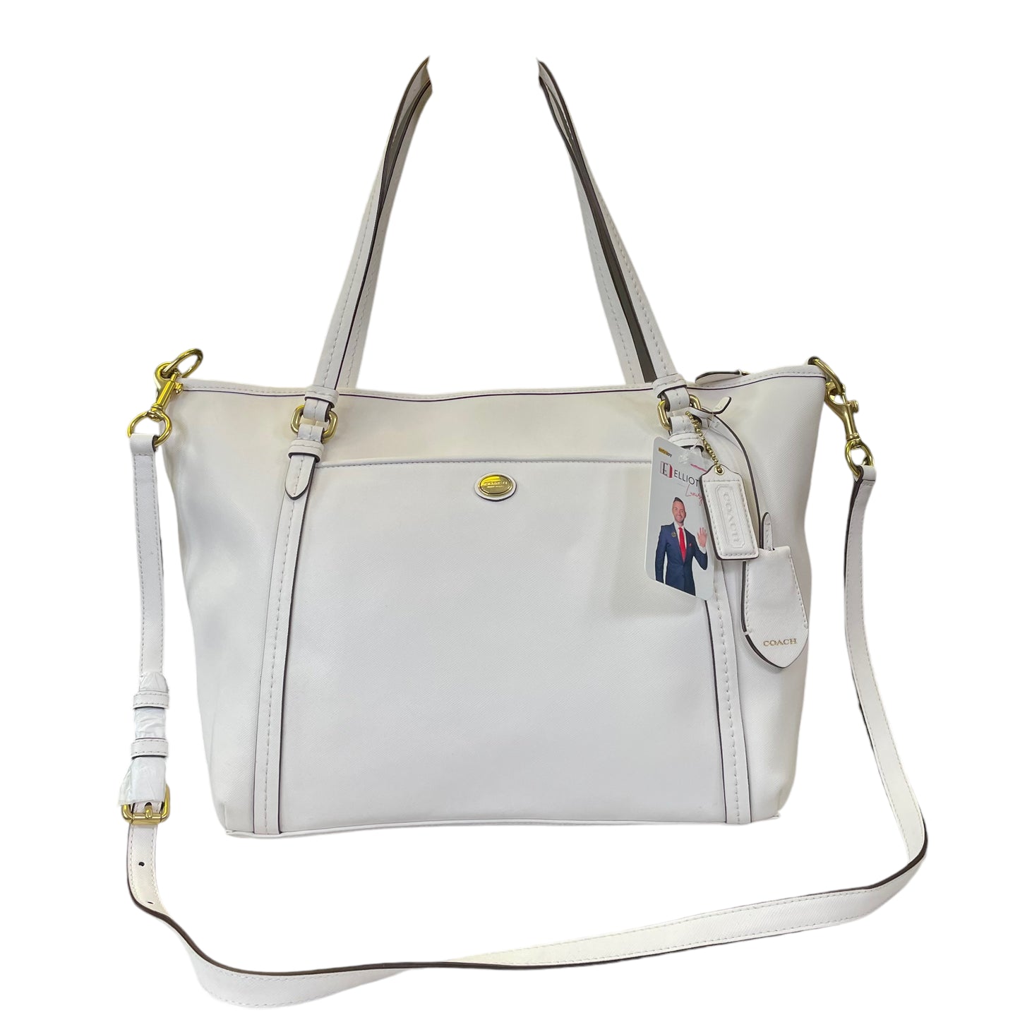Coach Peyton White XL Shoulder Two Way Dual Zipper Tote Bag Purse