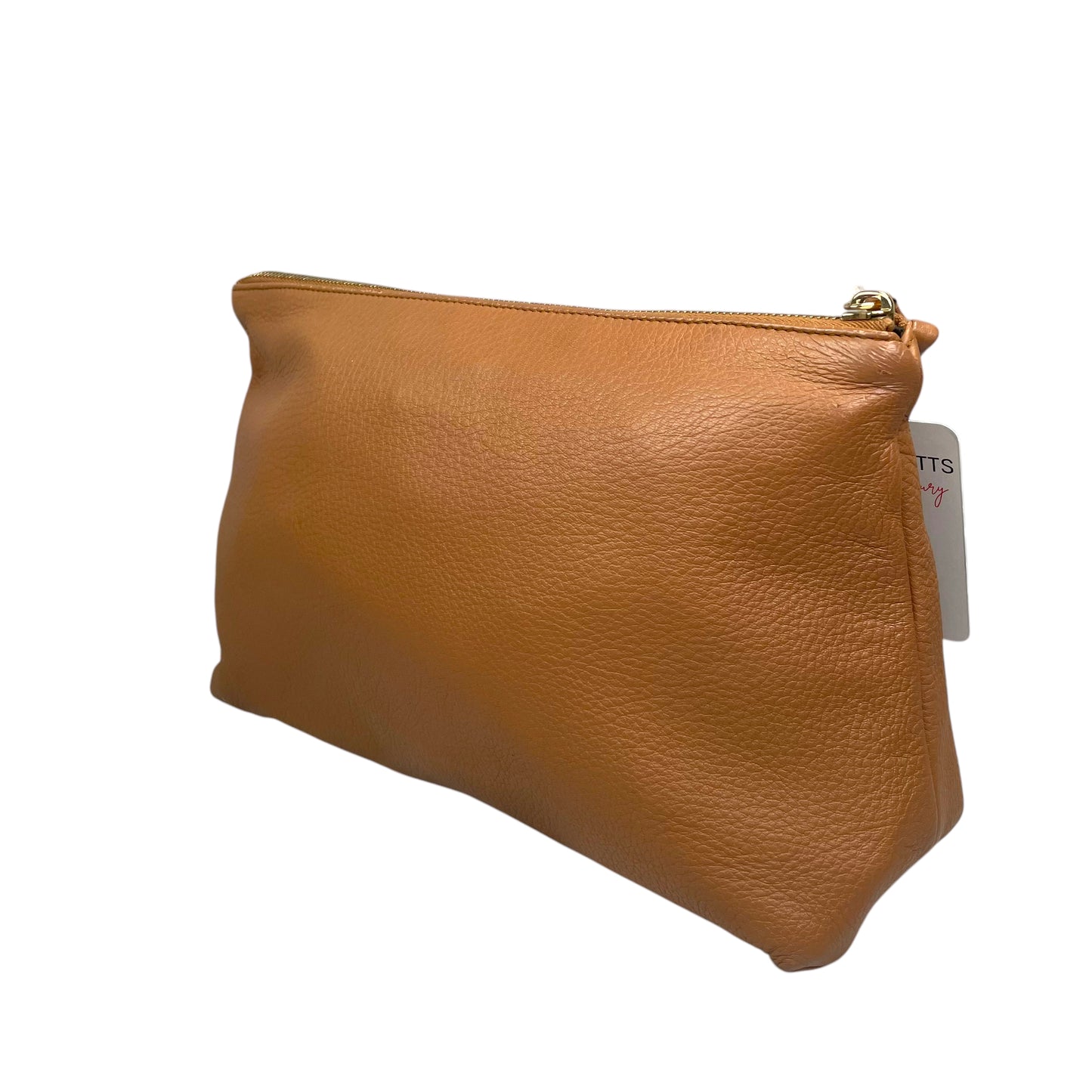 Bottega Veneta Leather Toiletry Bag Tan Pebbled Cosmetic Poouch Medium Clutch