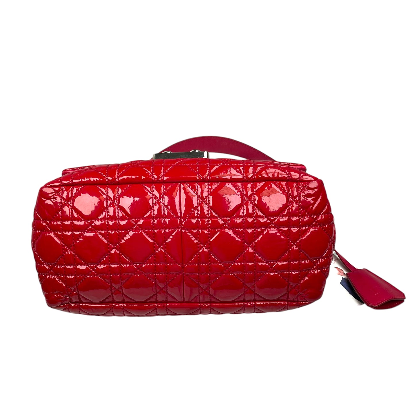 Christian Dior Red New Lock Patent Cannage Quilted Flap Shoulder Chain Purse
