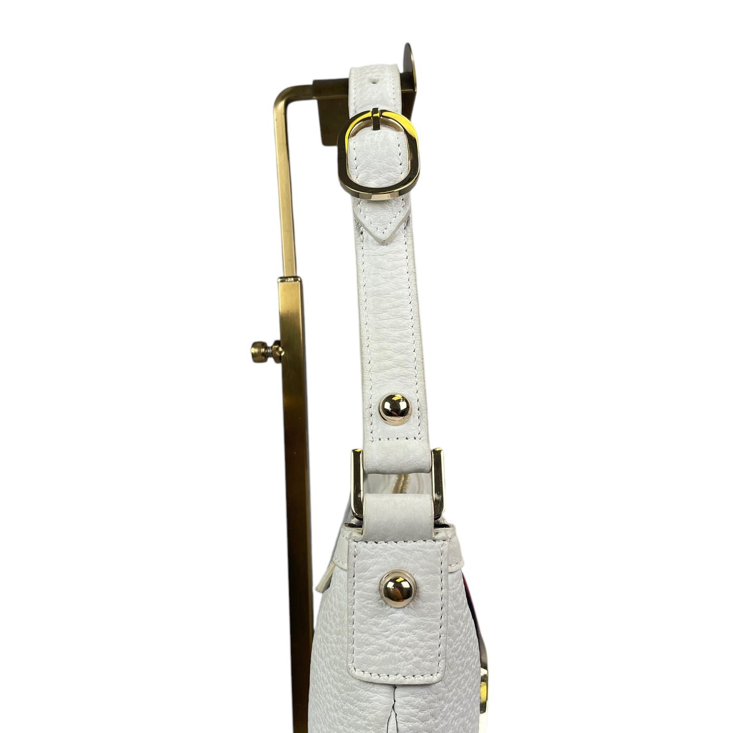 Gucci GG Sherry Blondie White Small Pebbled Gold Tone Hardware Shoulder Purse