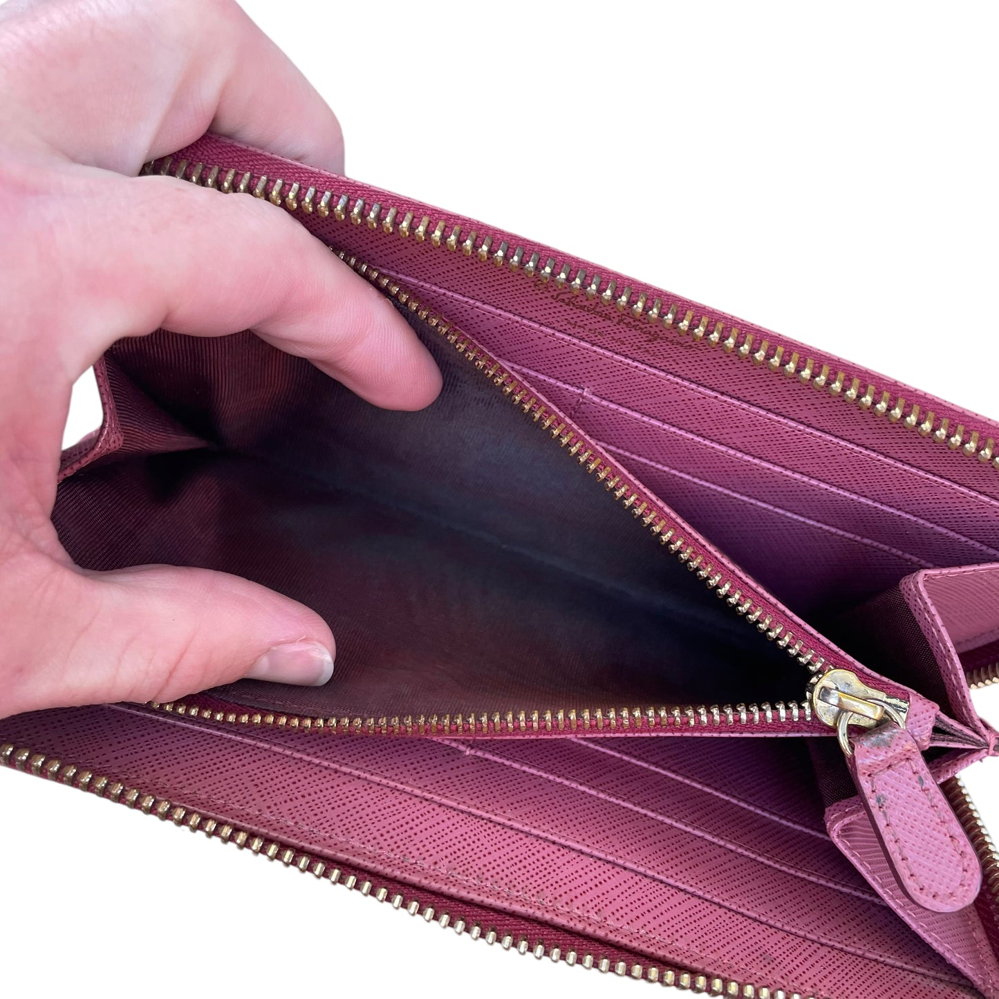 Salvatore Ferragamo Saffiano Purple Vara Ribbon Bow Zip Around Long Wallet