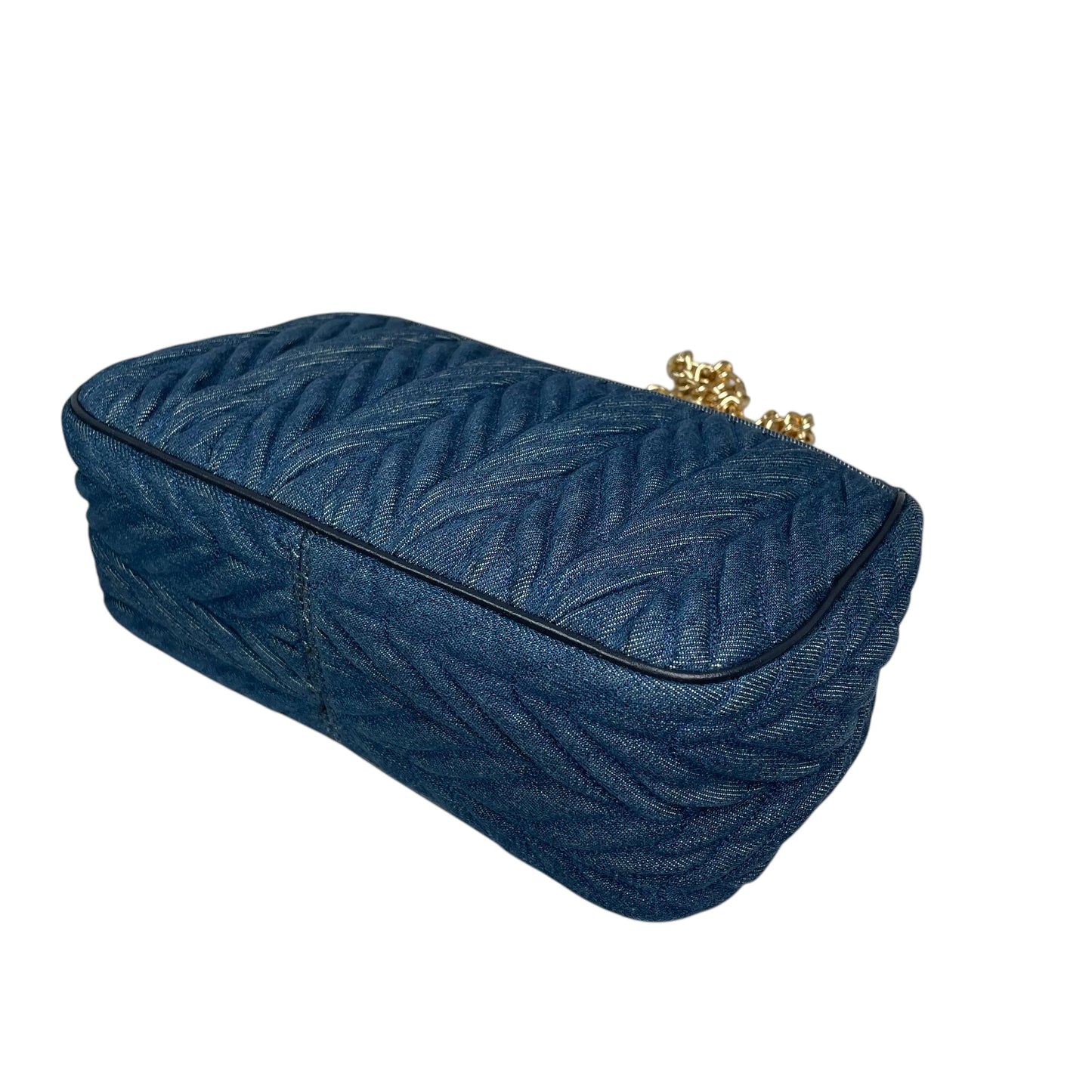 Coach Cassidy Denim Twist Quilted 2-Way Flap Turn-Lock Crossbody Shoulder Purse
