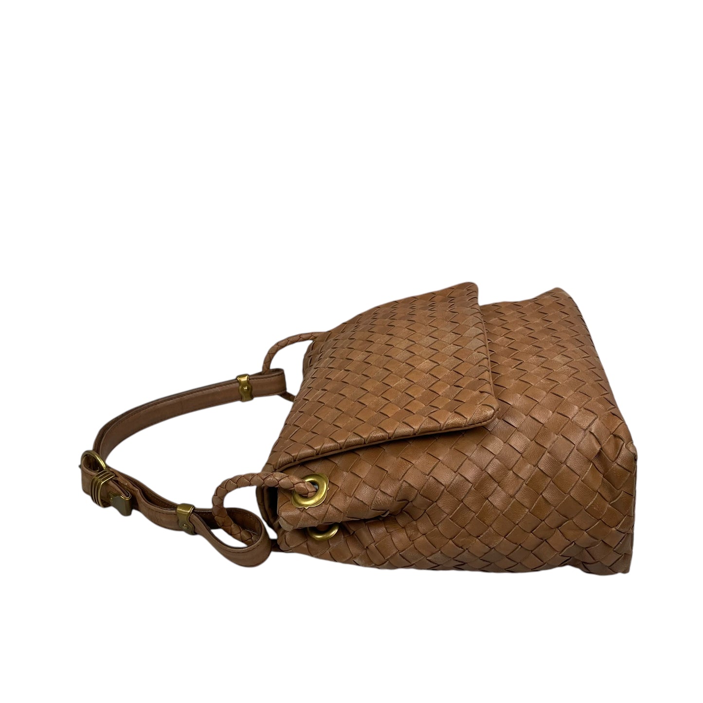 Bottega Veneta Intrecciato Nappa Light Brown Leather Clutch Small Shoulder Purse