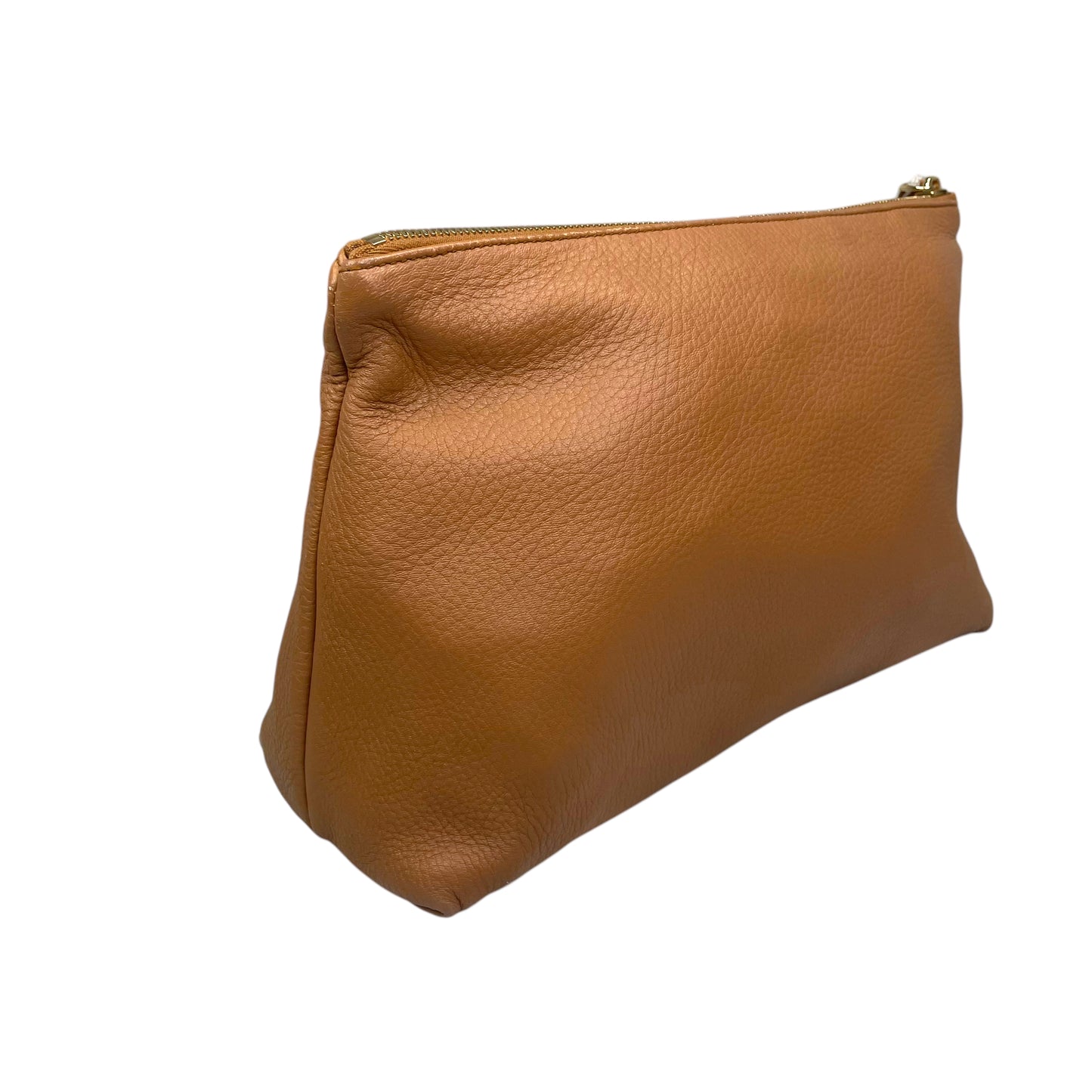 Bottega Veneta Leather Toiletry Bag Tan Pebbled Cosmetic Poouch Medium Clutch