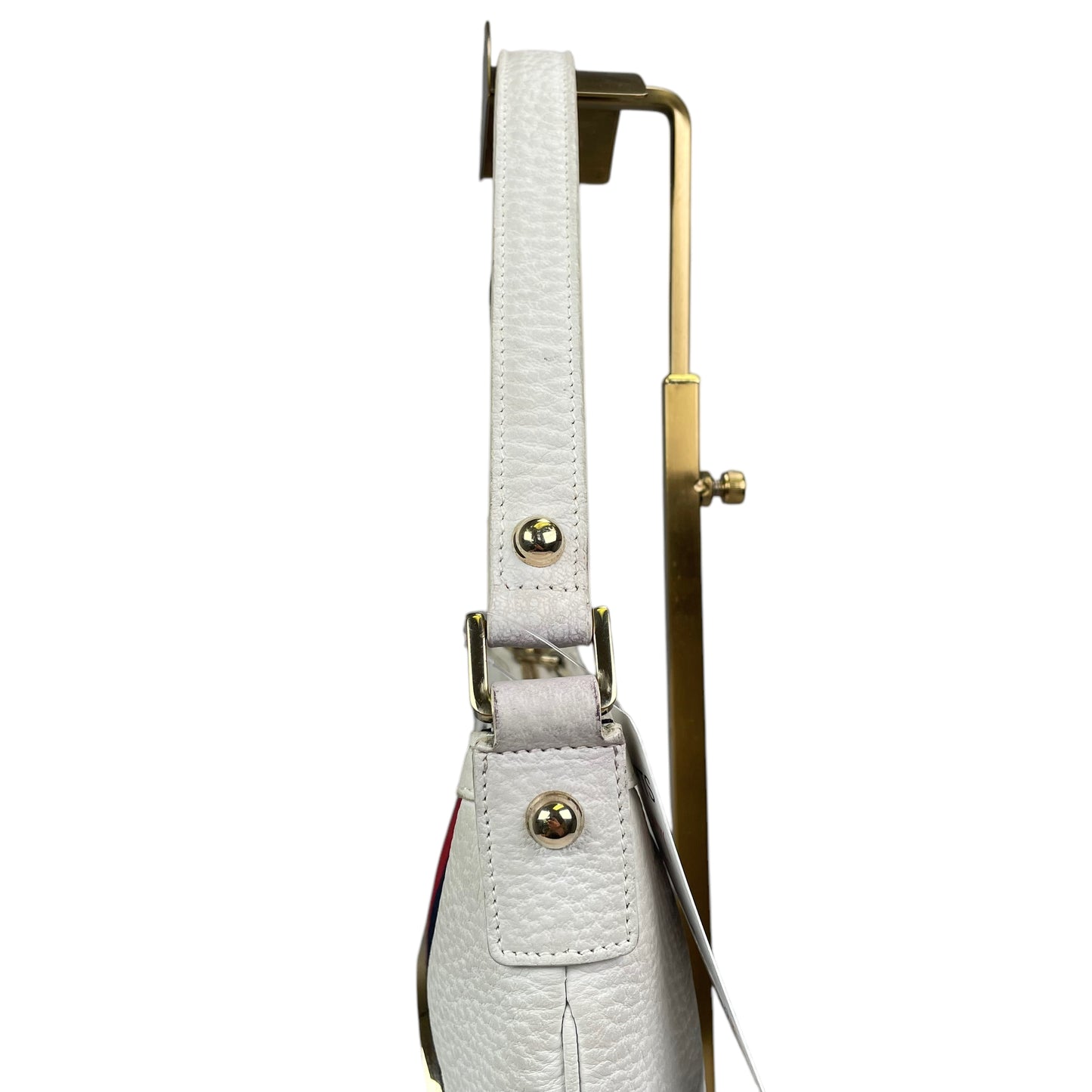 Gucci GG Sherry Blondie White Small Pebbled Gold Tone Hardware Shoulder Purse