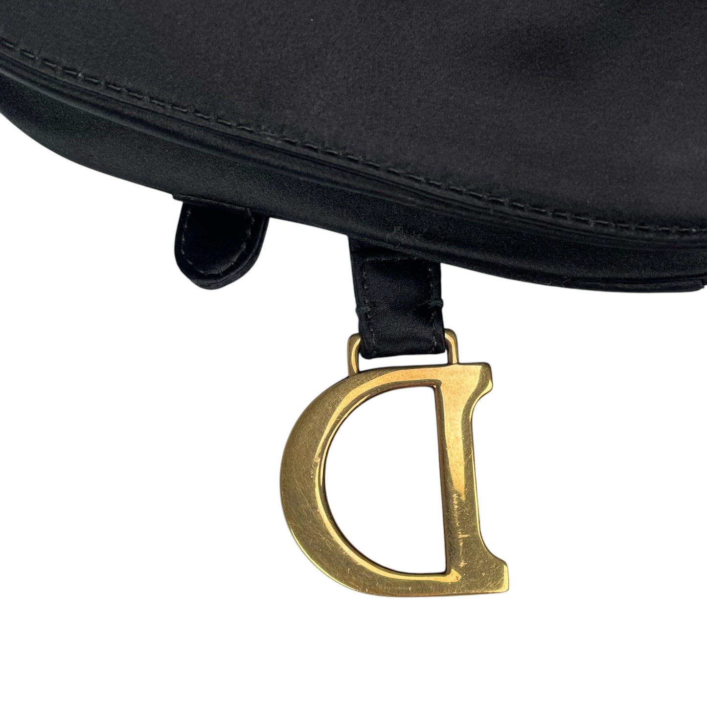 Christian Dior Mini Saddle Bag Black Silk Satin Crystal Encrusted Gold Hardware