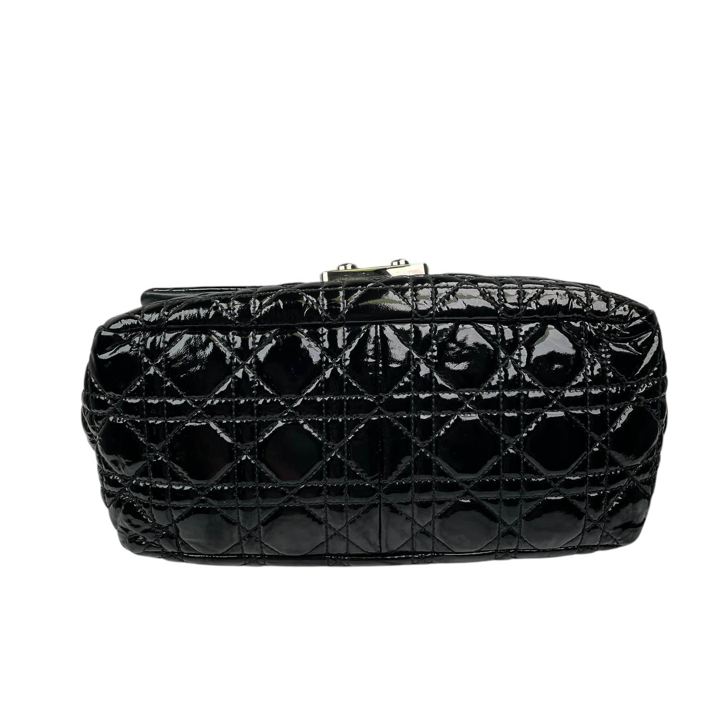 Christian Dior Black New Lock Patent Cannage Quilted Flap Shoulder Chain Purse