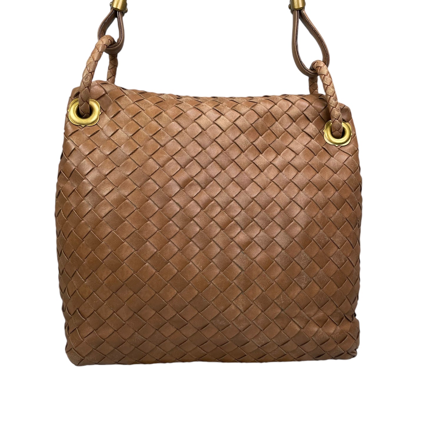 Bottega Veneta Intrecciato Nappa Light Brown Leather Clutch Small Shoulder Purse